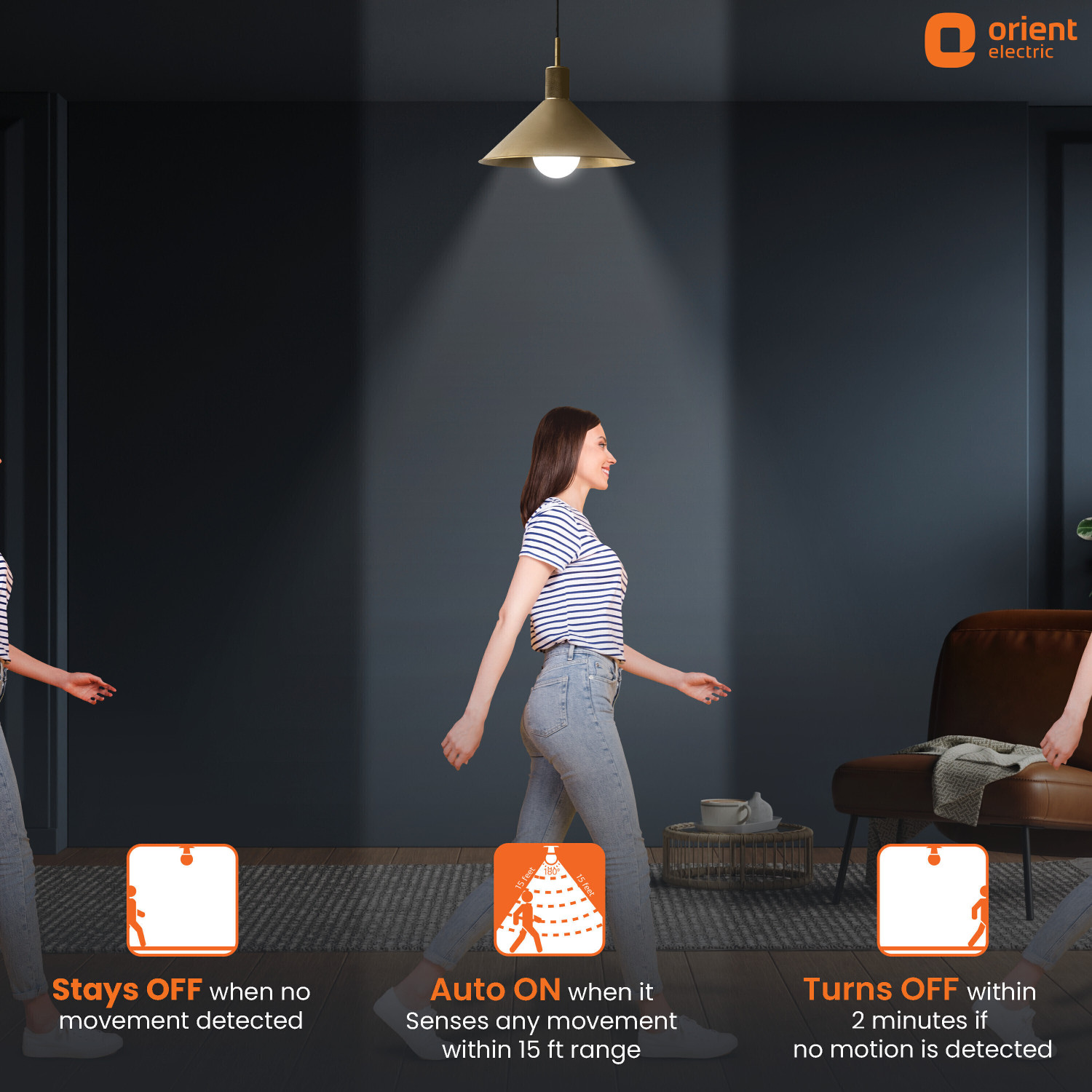 Image of Orient Electric 10 W Motion Sensor Round B22 LED Bulb