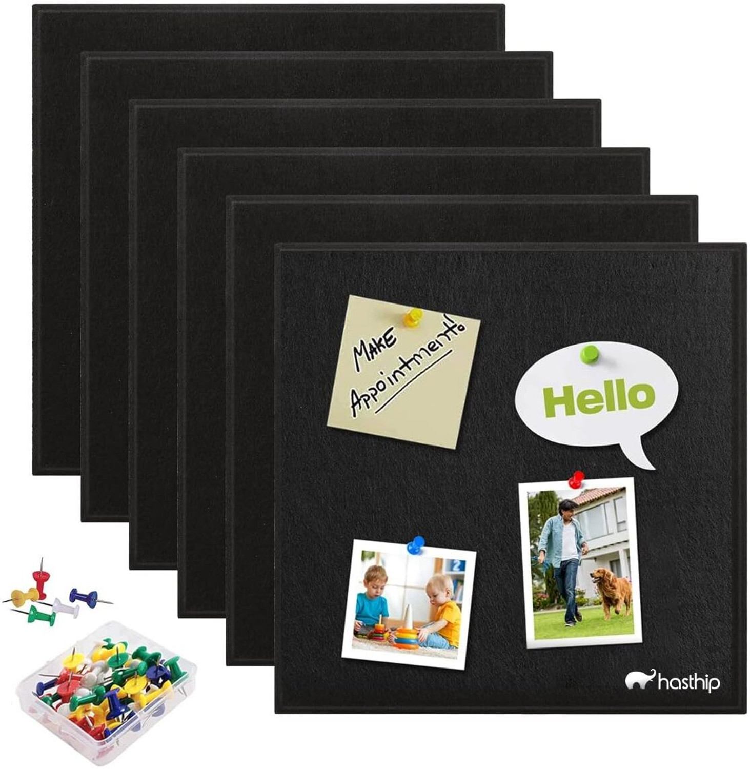 Image of SADRUCHI Felt Bulletin Board Set | 6PCS 30x30cm with Pins | Office, Home, School Use Cork Bulletin Board