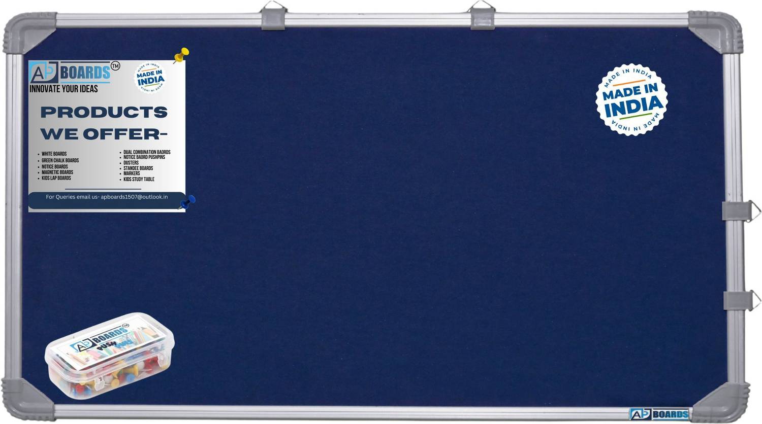 APBOARDS Bulletin/Soft/Notice Board for Home,Office&School Use With 50 Pushpins-Pack of 2 Cork Bulletin Board
