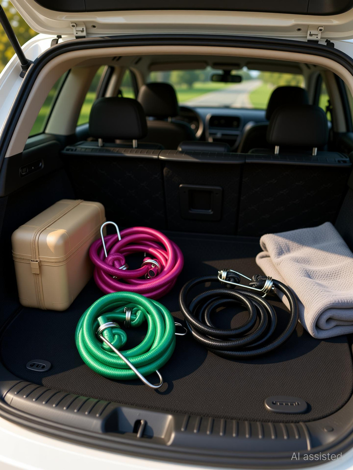 Image of ABlue Clipper Car & Bike Bungee Cord with Hooks - 6ft Stretchable Elastic Rope for Luggage Bungee Cord