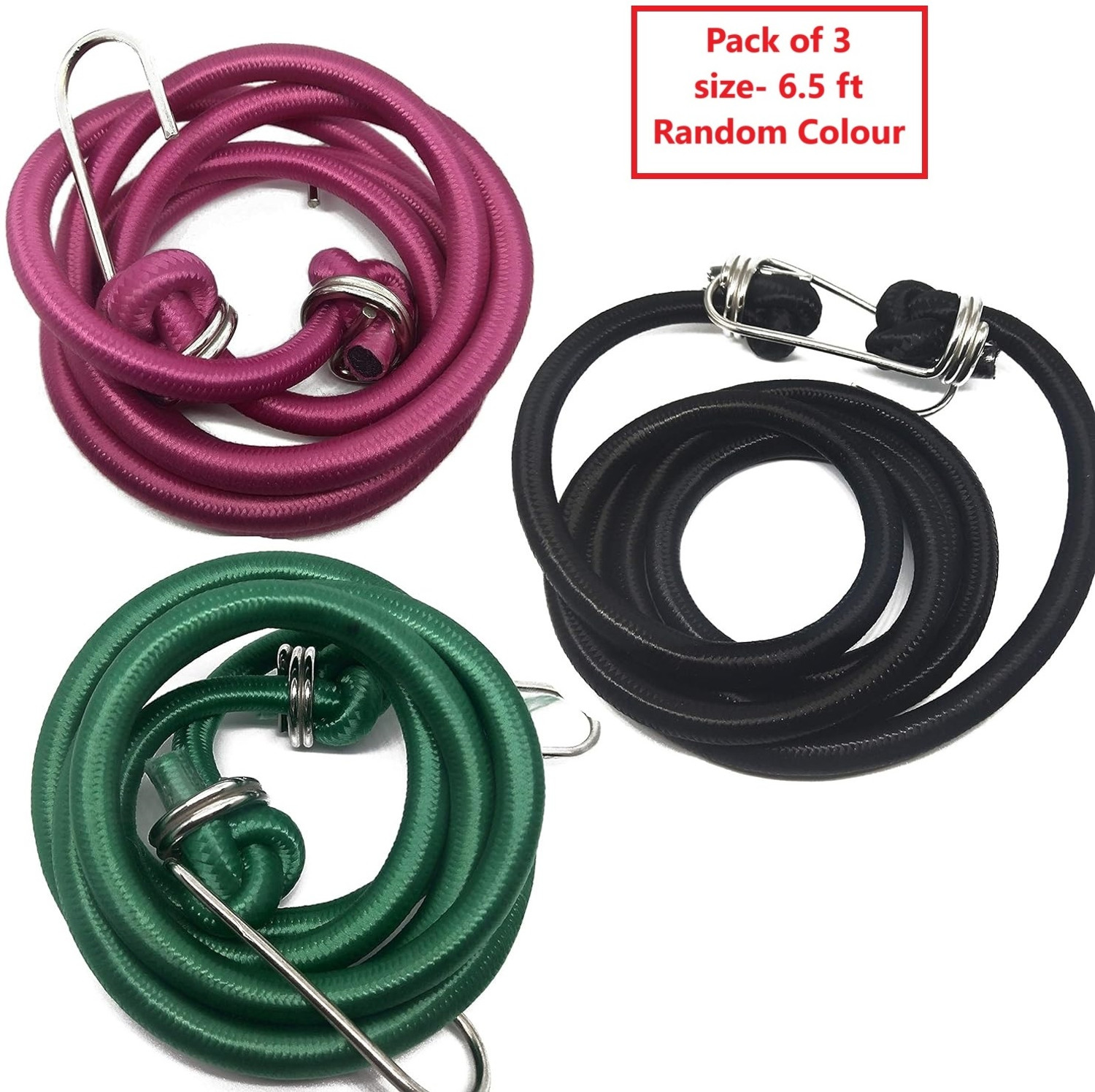 Image of ABlue Clipper Car & Bike Bungee Cord with Hooks - 6ft Stretchable Elastic Rope for Luggage Bungee Cord