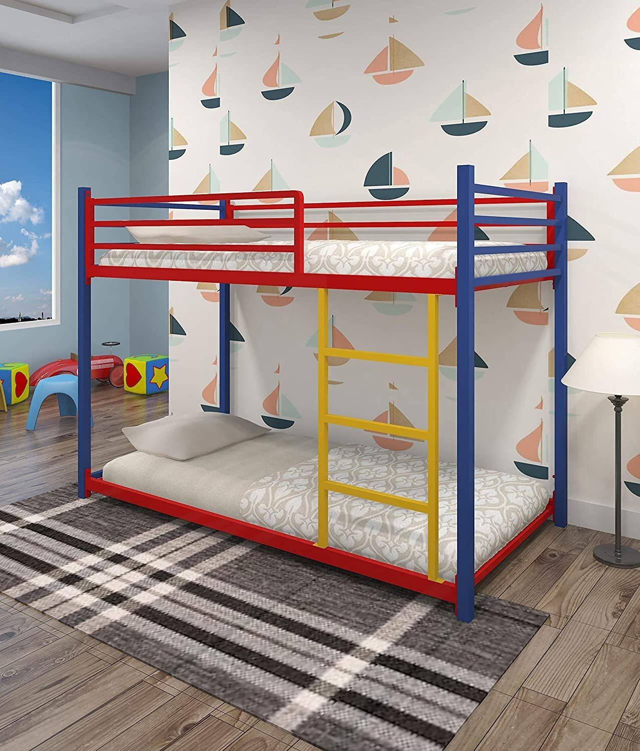STEELWELL ®™|Trio Bunk Bed for Junior/Adult ,Sturdy Guard Rail &Ladder, Noise Free Metal Bunk Bed