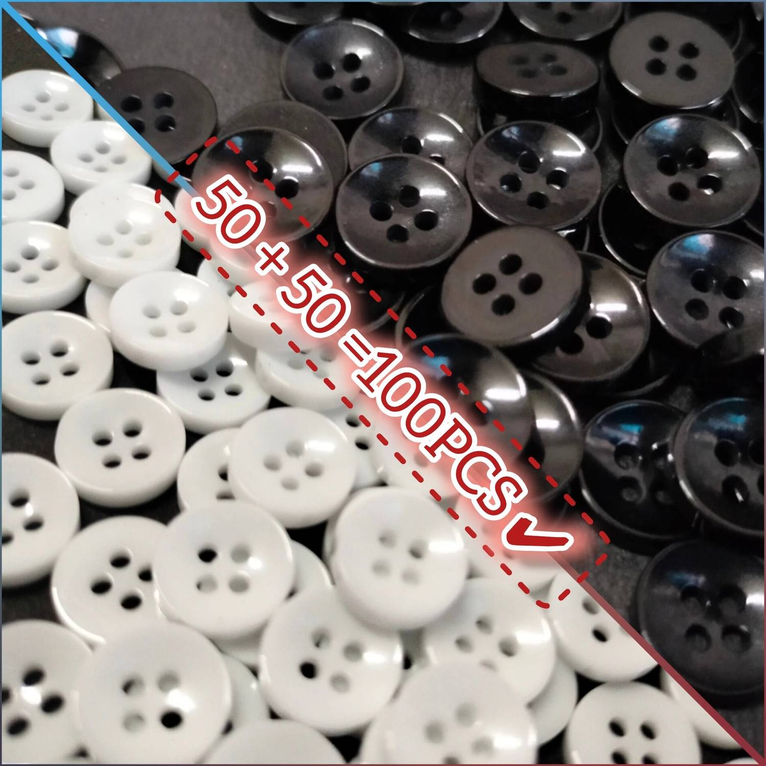 Buttongallery 1 cm Plain White & Black Button for Shirts/Kurtas – Simple & Elegant Look Plastic Buttons