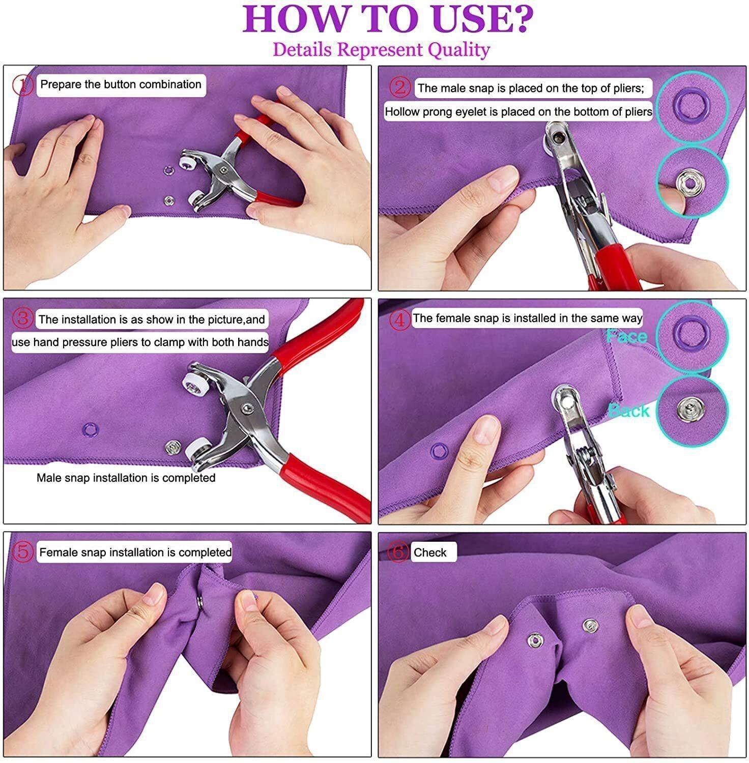 jsc 200pc Silver Snap Fasteners Kit - Image 5