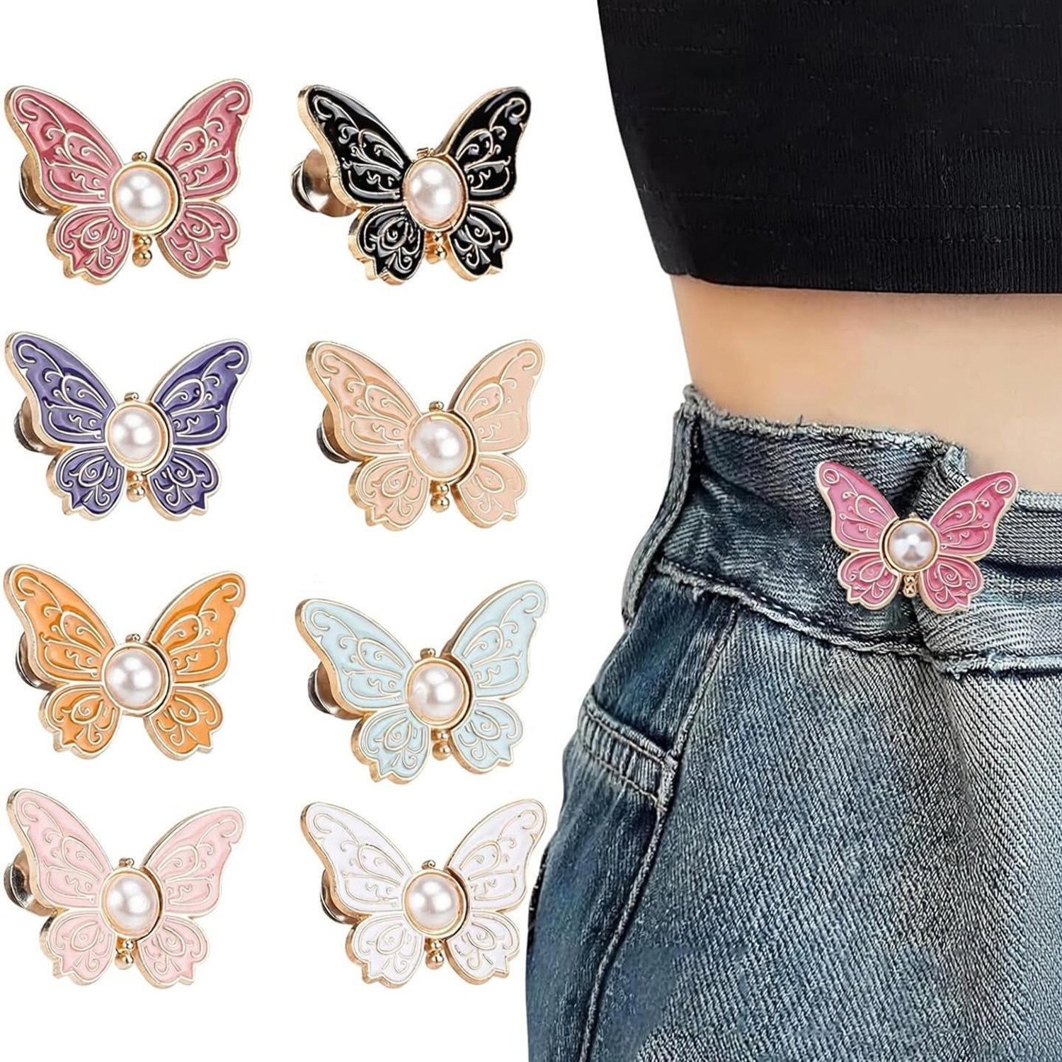 Image of Solvique 8 pc Butterfly clip Metal Buttons