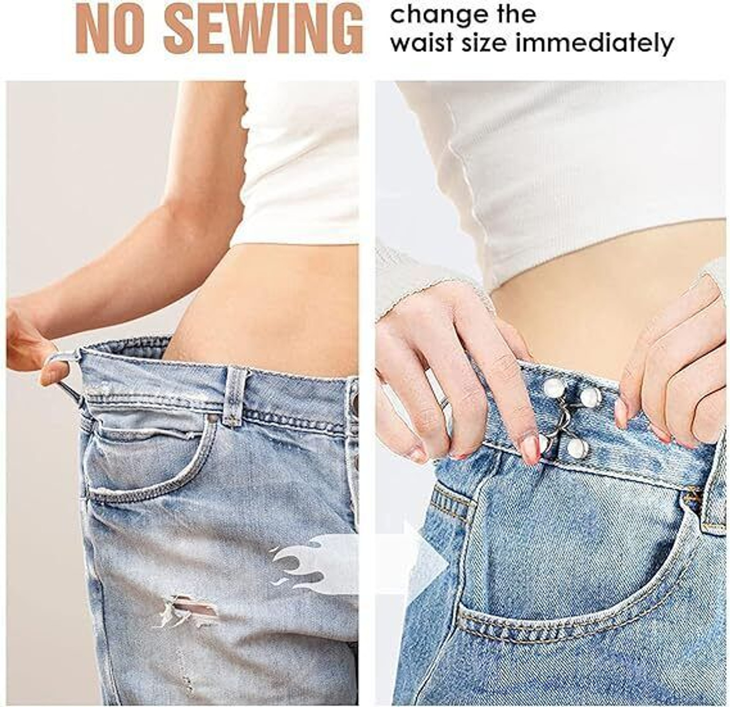 Image of KASHTGO Jean Button Pins, Waist Buckle for Jeans,Waist Tightener Clips for Loose Jeans Metal Buttons