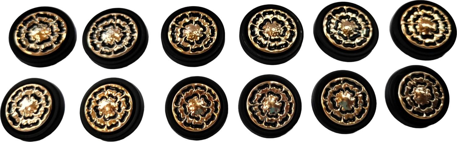 Buttoncorner Black Buttons with Golden Accent – Premium Button Set for Coats, Suits Acrylic Buttons