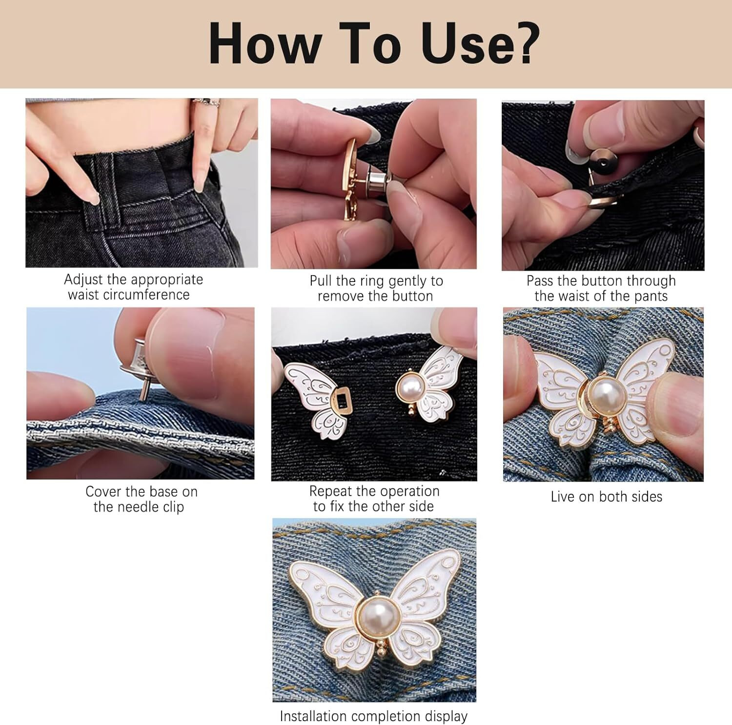 Image of Solvique 8 pc Butterfly clip Metal Buttons