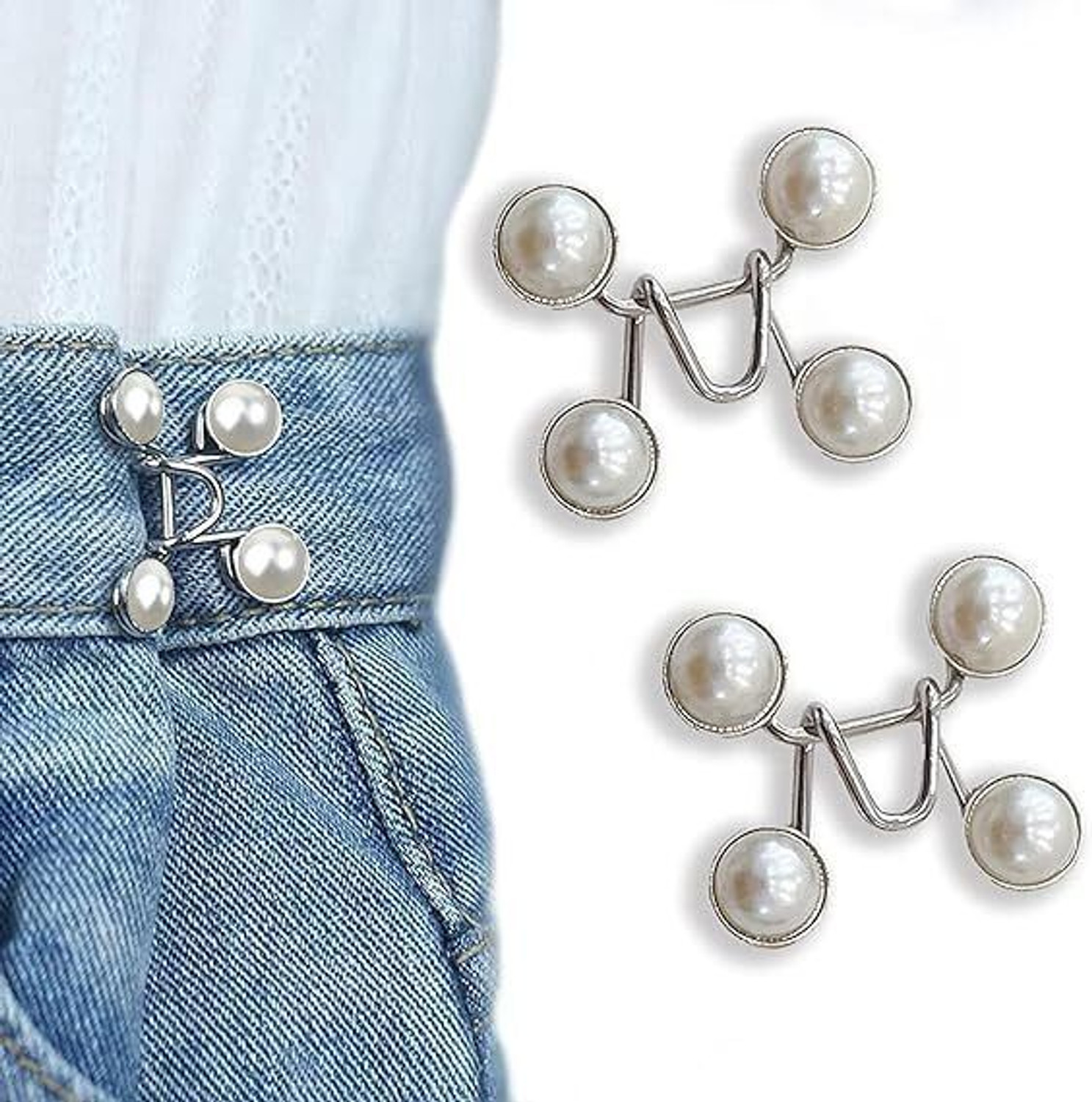 Image of KASHTGO Jean Button Pins, Waist Buckle for Jeans,Waist Tightener Clips for Loose Jeans Metal Buttons