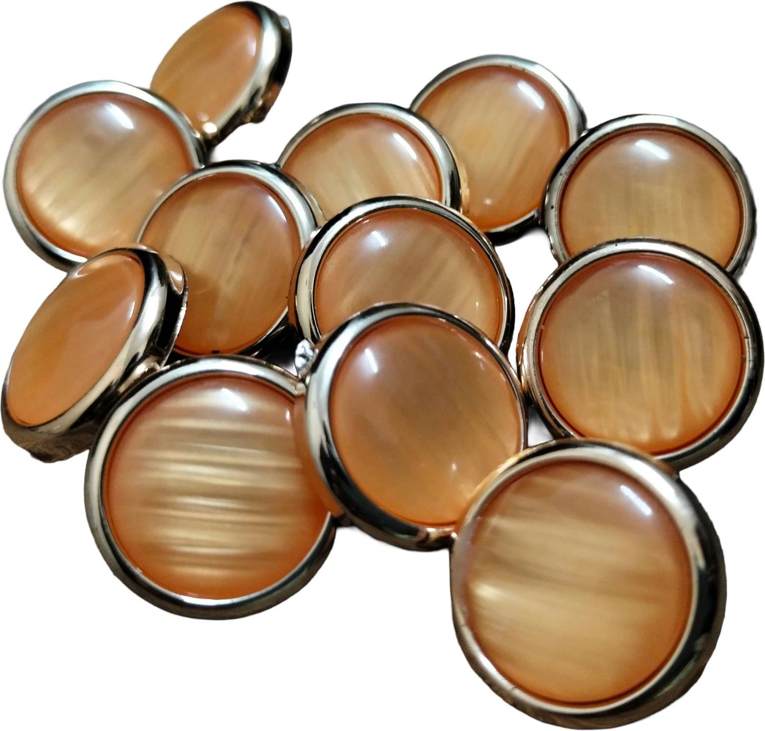 Buttongallery Eye Catching Orange Pearl Effect Buttons with Golden Ring for Jackets ,Blazers Acrylic Buttons