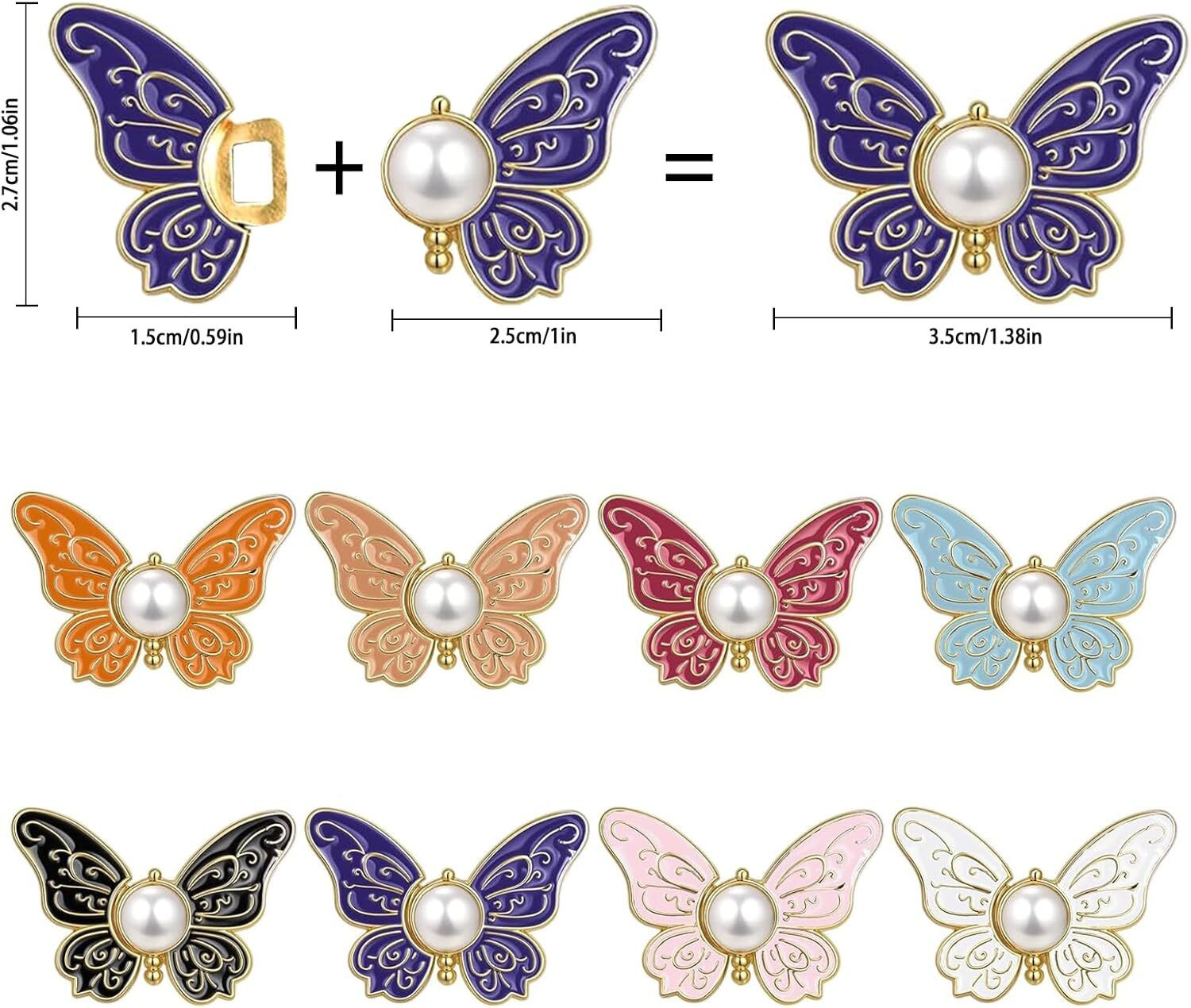 Image of Solvique 8 pc Butterfly clip Metal Buttons