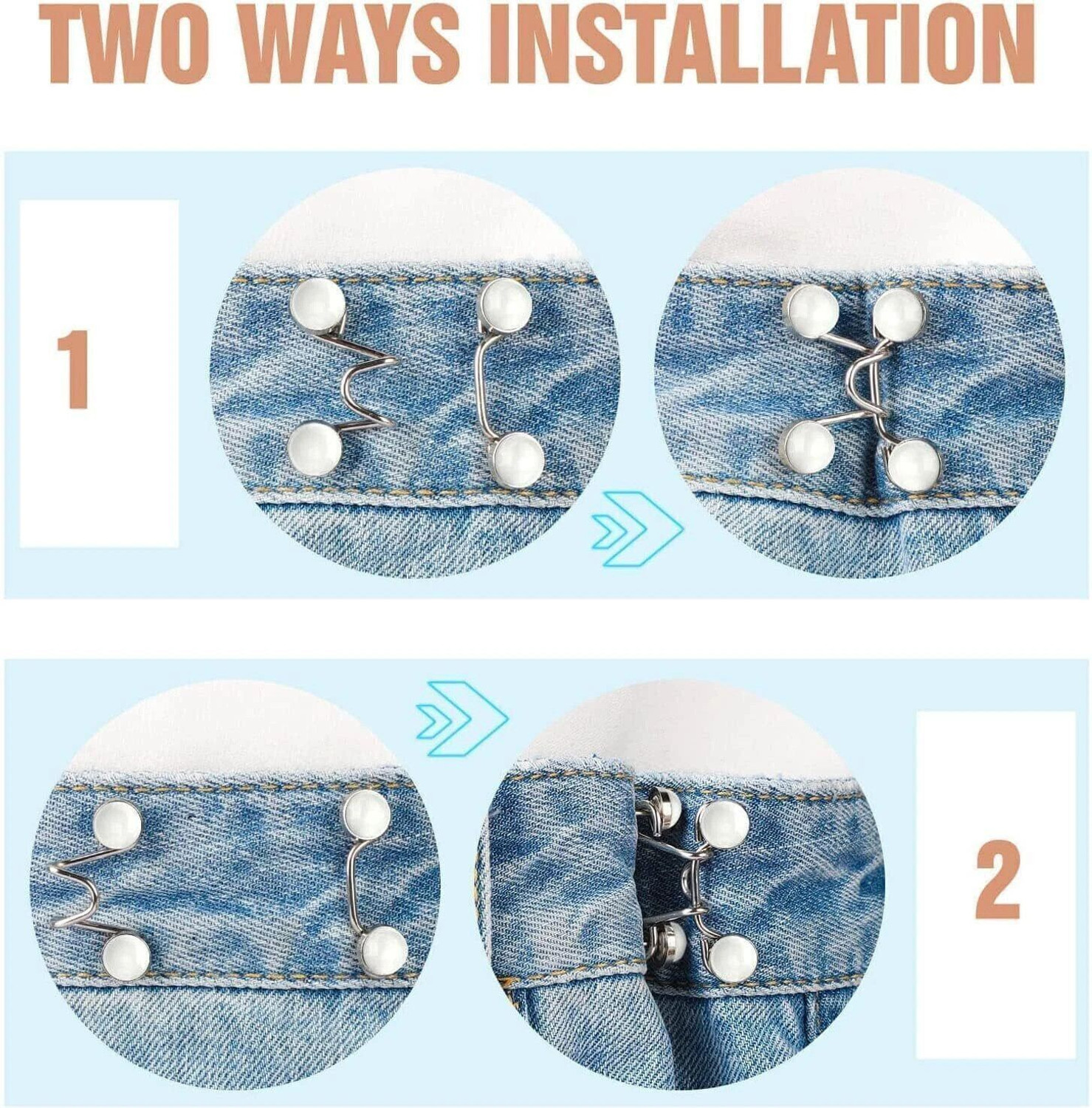 Image of VOIISH Pant Button Waist Buckle for Loose Jeans Adjustable Detachable (Pack of 2) Metal Buttons