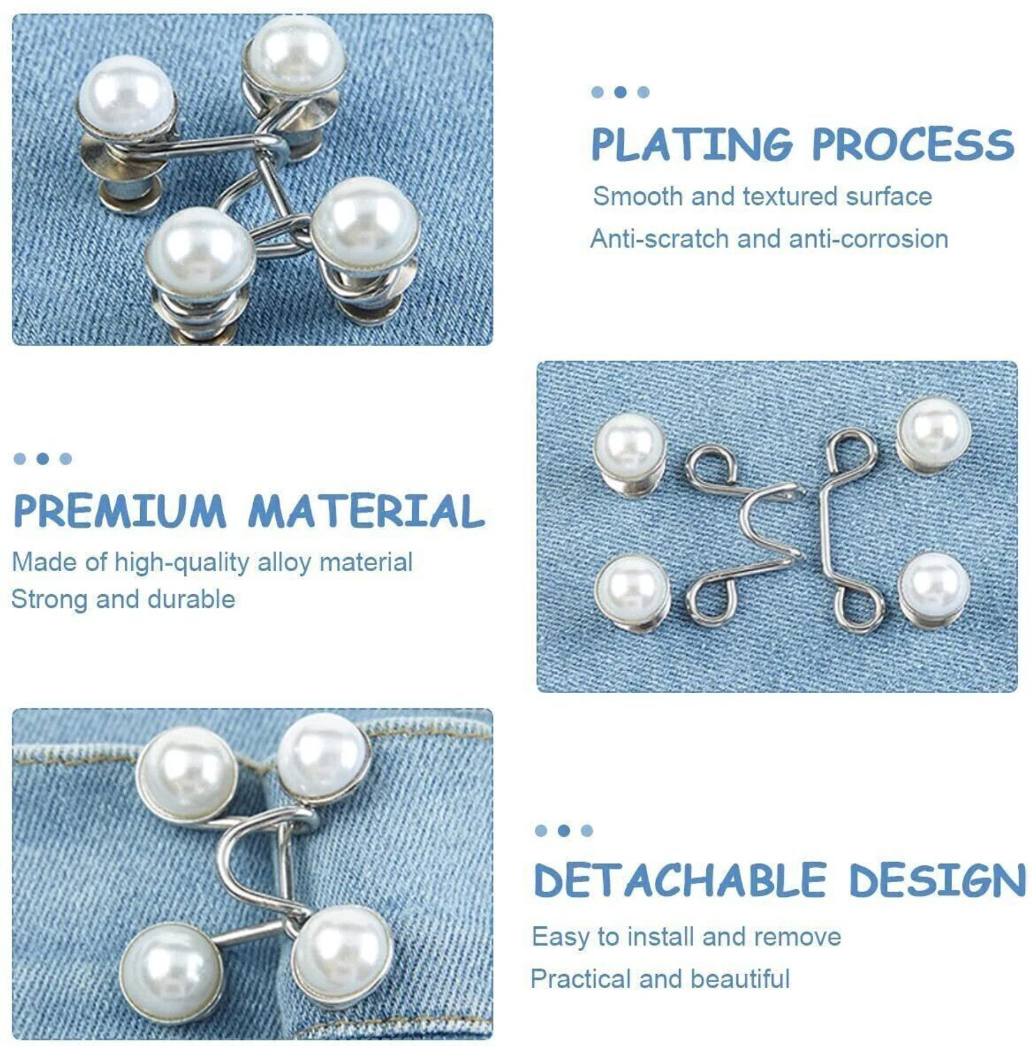 Image of VOIISH Pant Button Waist Buckle for Loose Jeans Adjustable Detachable (Pack of 2) Metal Buttons