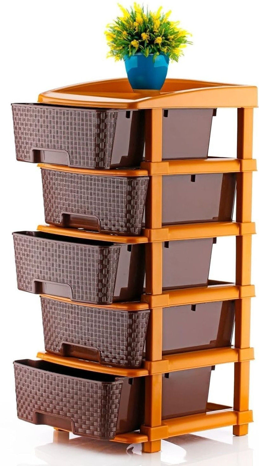 Image of LEVERET Multipurpose Drawer Plastic Modular Chest Storage Organizer Home Plastic Free Standing Chest of Drawers