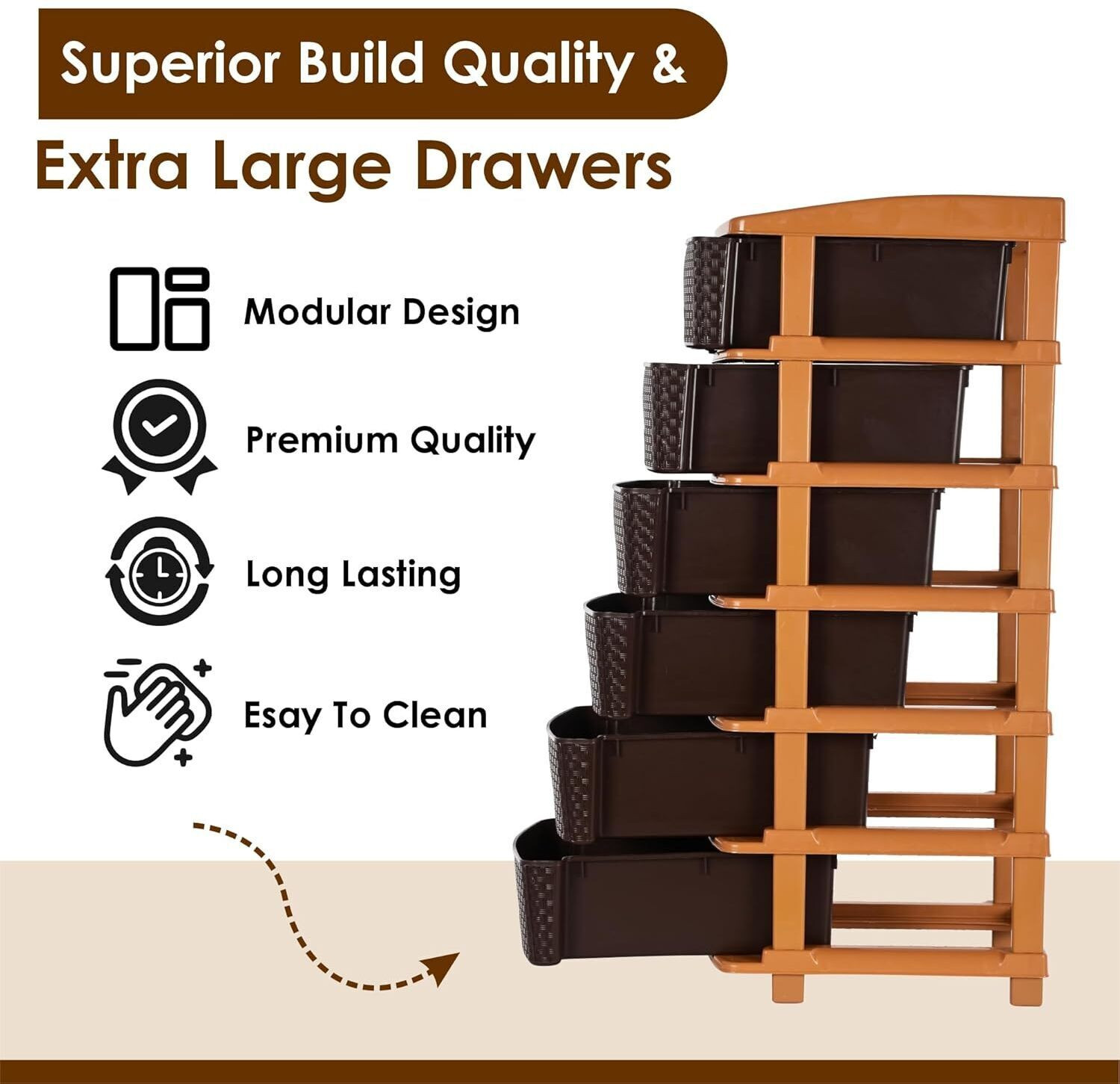 Image of ALCY 6 Layer Plastic Modular Drawer Organizer Plastic Free Standing Plastic Free Standing Chest of Drawers