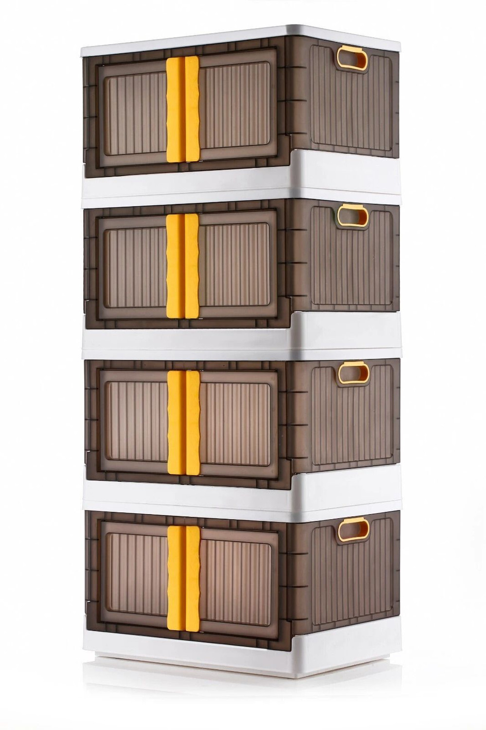 Image of Aalok 4 LAYER Folding Storage Box |Top Lid Open and Wheels ,Stackable ,Organizers Plastic Free Standing Cabinet