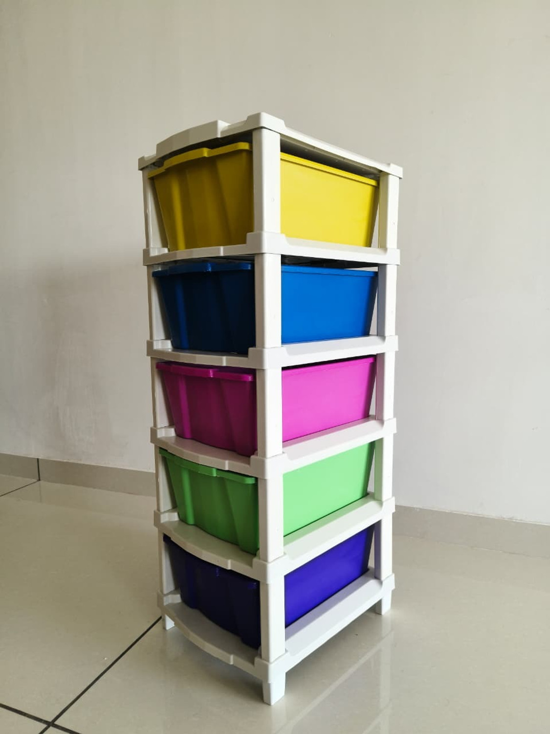 Image of ASPPVTLTD 5 Drawer Plastic Modular Storage Organizer Cabinet for Home & Office Plastic Free Standing Chest of Drawers