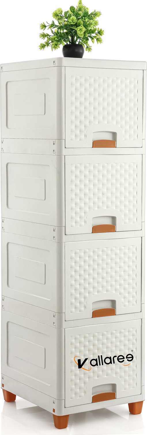 Image of Vallaree 4 Doors Multi-Purpose Organizer Modular Storage Plastic Free Standing Chest of Drawers