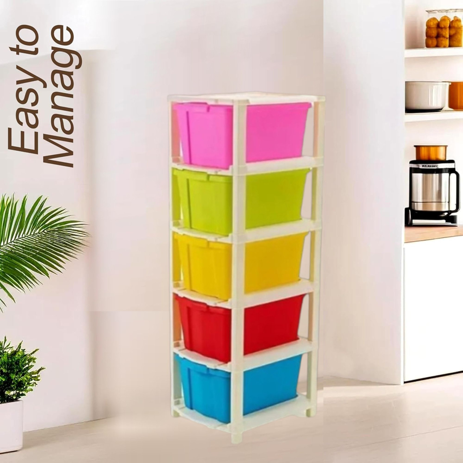 Image of MAXTID Plastic Organizer & Organisers Storage Box Plastic Free Standing Chest of Drawers Storage Basket