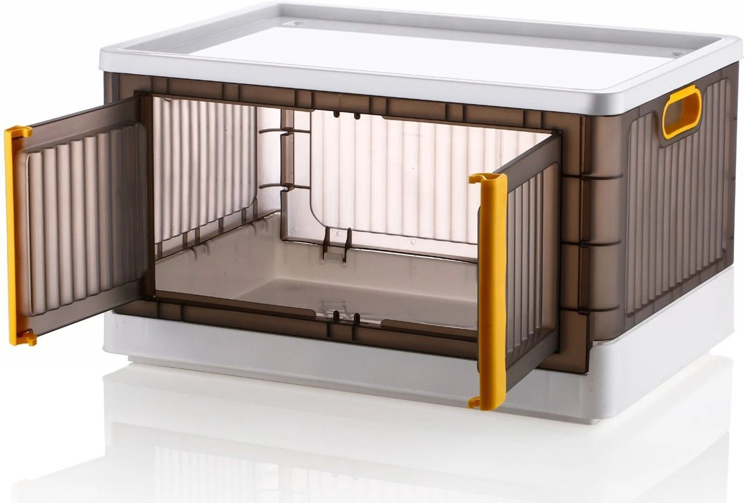 Image of Aalok 3 LAYER Folding Storage Box |Top Lid Open and Wheels ,Stackable ,Organizers Plastic Free Standing Cabinet