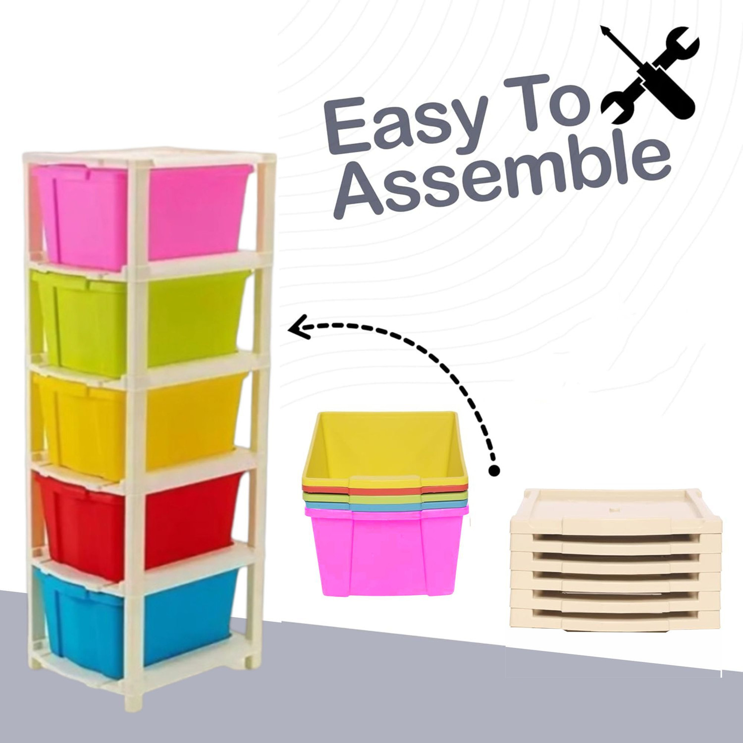 Image of MAXTID Plastic Organizer & Organisers Storage Box Plastic Free Standing Chest of Drawers Storage Basket
