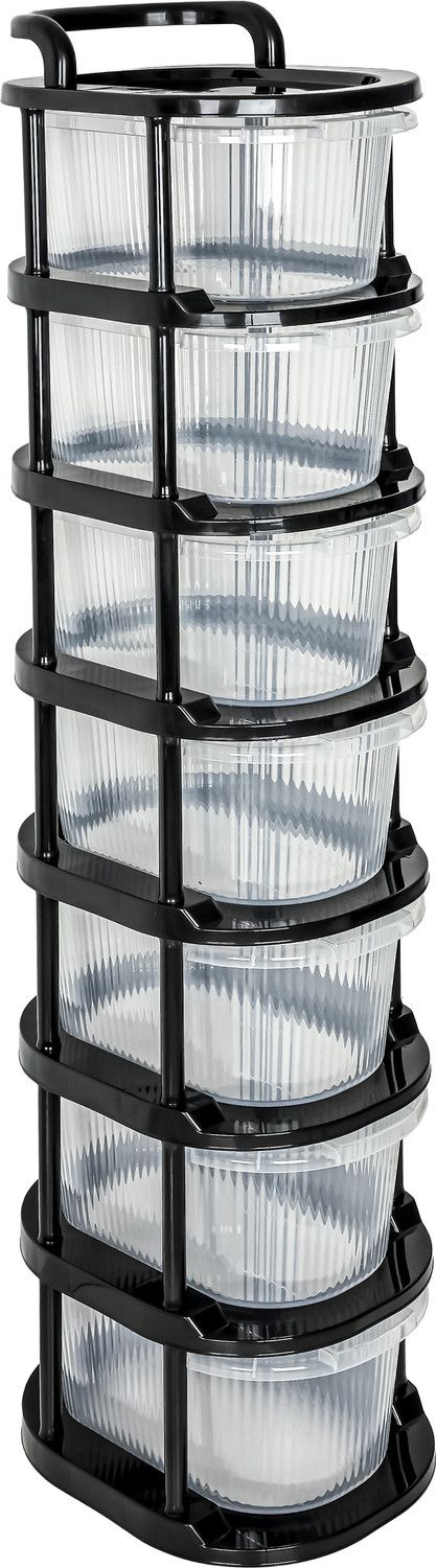 Image of Vallaree 7 Layer Plastic Modular Storage Drawer Organizer with Wheels Plastic Free Standing Chest of Drawers