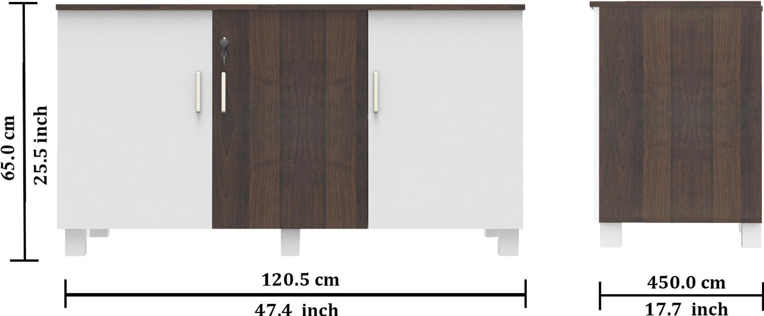 Image of Qwqbuy 3 Door Multipurpose Cabinet Booksardrobe for Home Kitchen Office Engineered Wood Free Standing Cabinet