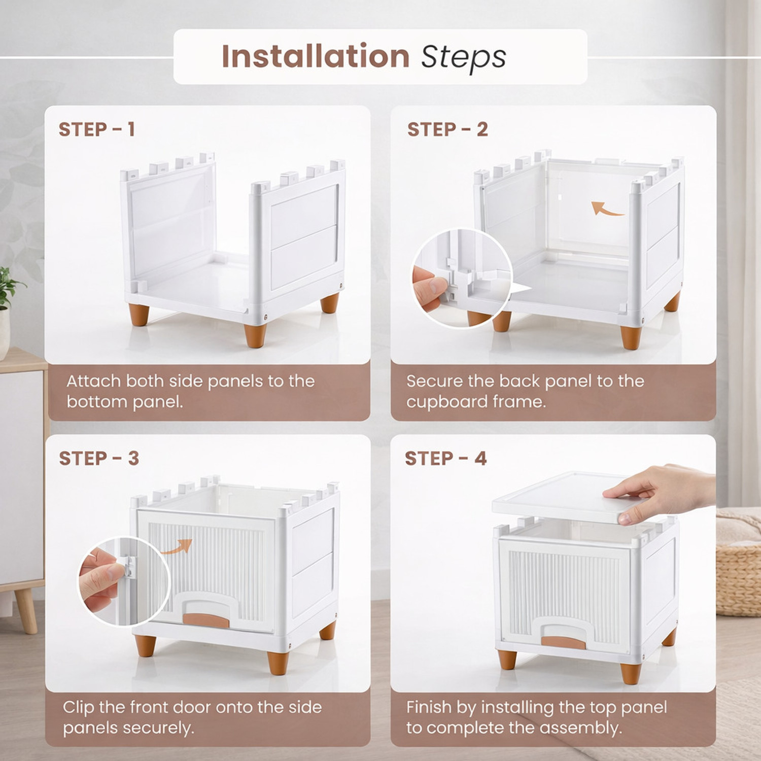 Image of Velfree Plastic Wardrobe Organizer /Foldable Cupboard for Storage /Stackable Storage Plastic Free Standing Cabinet