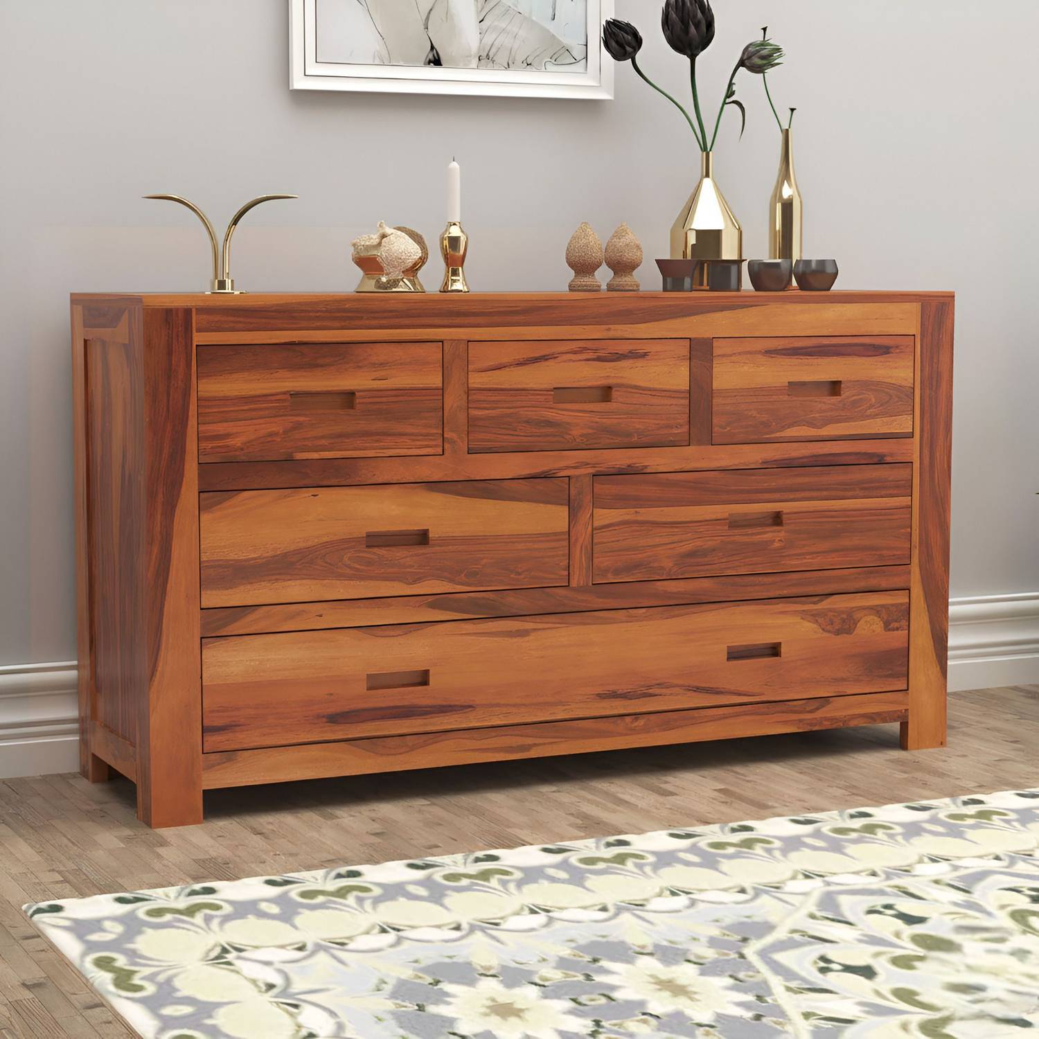 Jh Decore Solid Wood Cabinet Cabinet Drawer Wooden Sideboard She