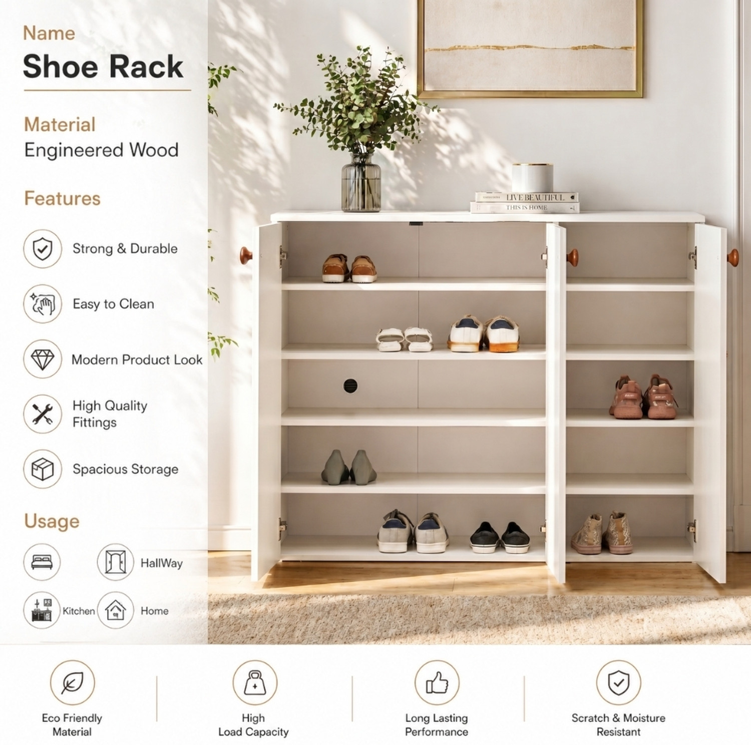 Image of Home Delight Modern Multipurpose Kitchen & Living Room Storage Cabinet Sideboard Engineered Wood Kitchen Cabinet