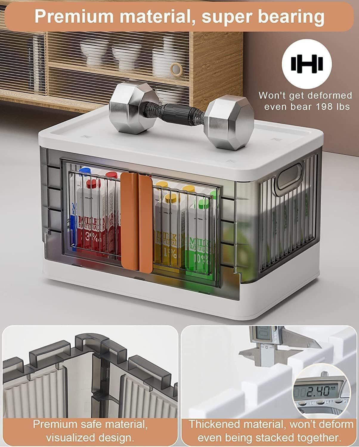 Image of FINWARE 4 Units Multipurpose Folding Cabinet Storage Organizer Box with Wheels&Lid(4XL) Plastic Free Standing Chest of Drawers