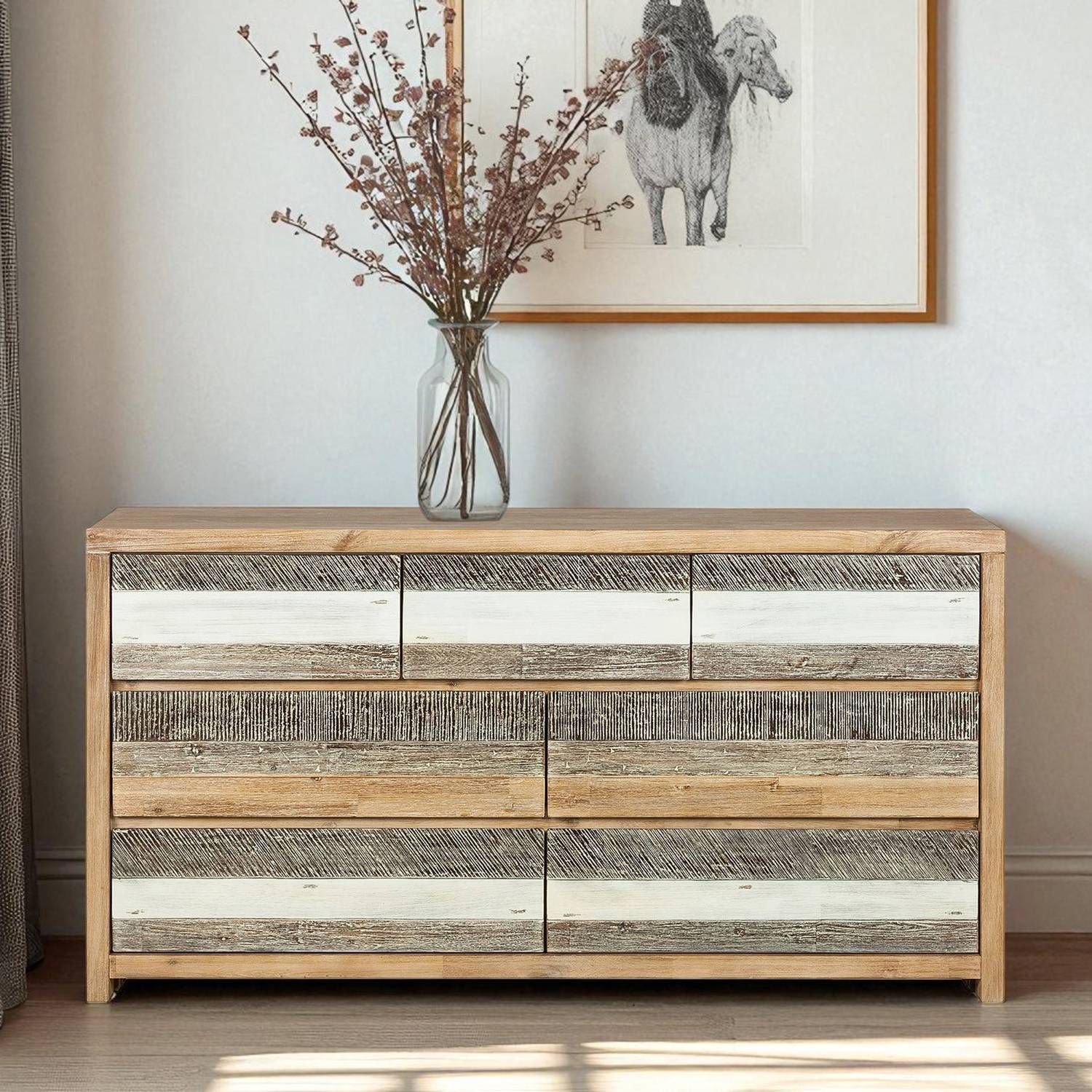 THE ATTIC Solid Wood Free Standing Sideboard (Finish Color - Dist