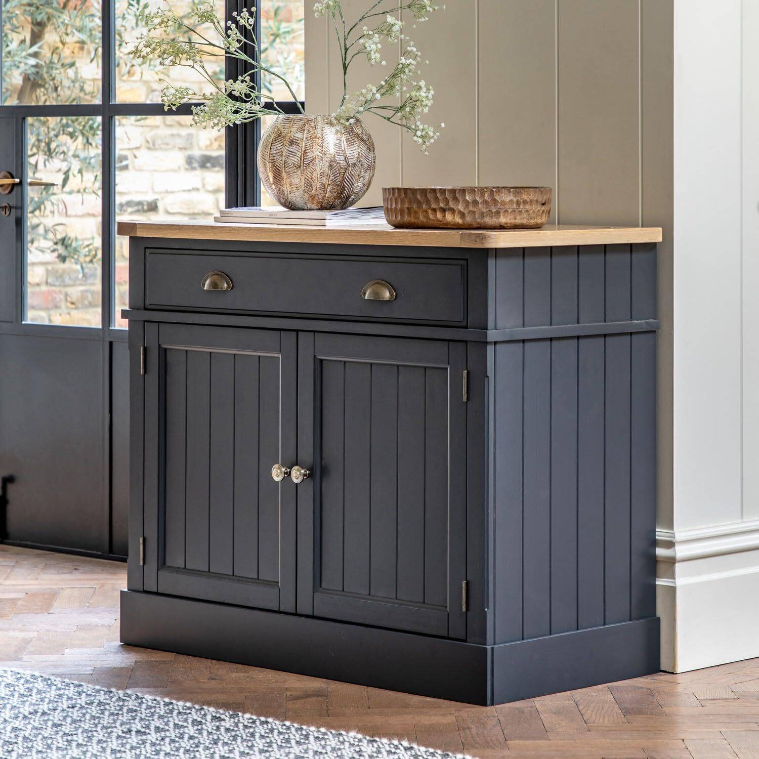 Woodefly Solid Wood Free Standing Cabinet (Finish Color - Navy Bl