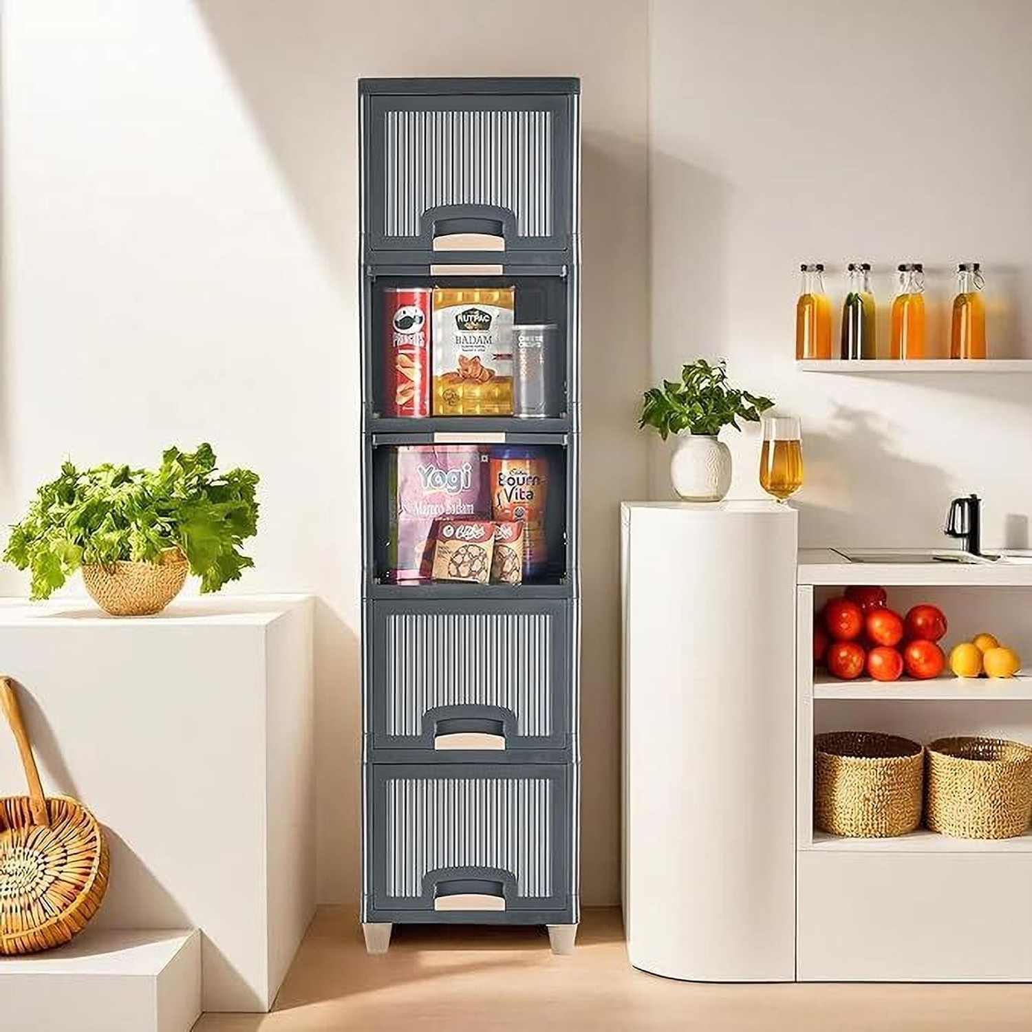 Image of Flipkart SmartBuy Foldable Cabinet Plastic Cupboard For Storage Plastic Modular Drawer Plastic Free Standing Cabinet