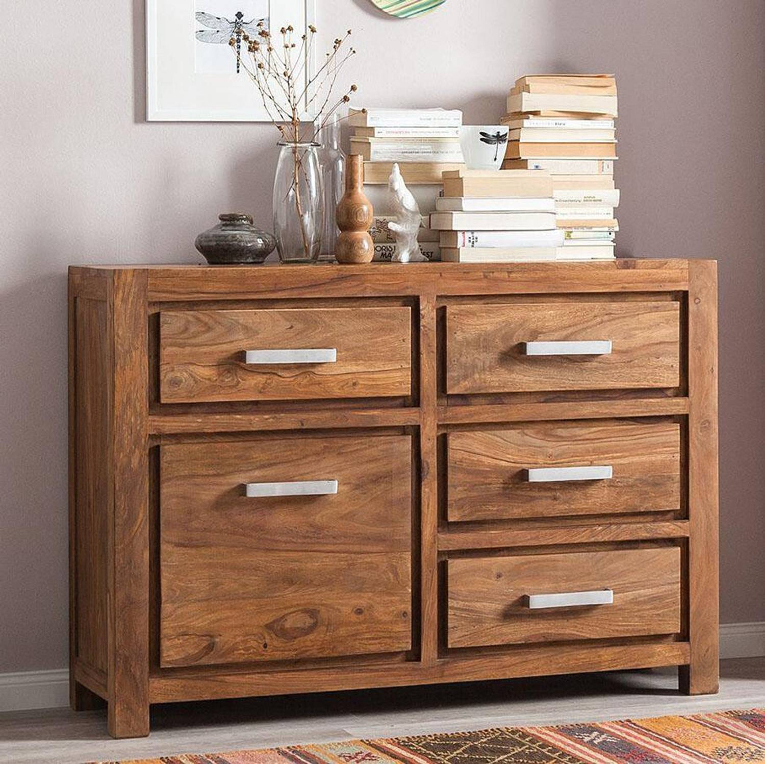 Allie Wood Sheesham (Rosewood) 4 Drawer Solid Wood Free Standing