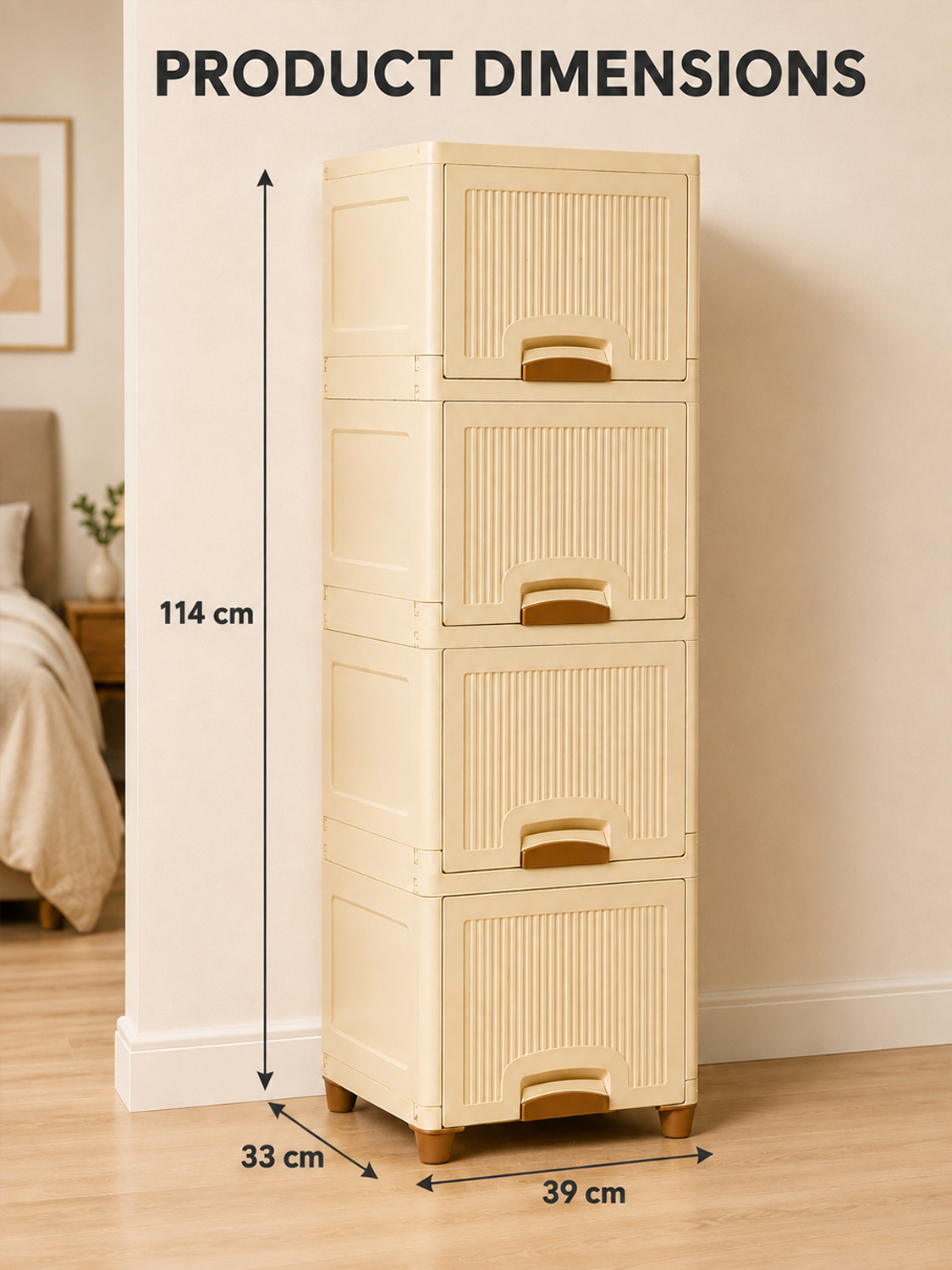 Image of HOMESTIC by Kuber Industries 8 Units Cabinet Organizer (4 + 4) Multipurpose Folding Storage Racks | Ivory Plastic Free Standing Cabinet