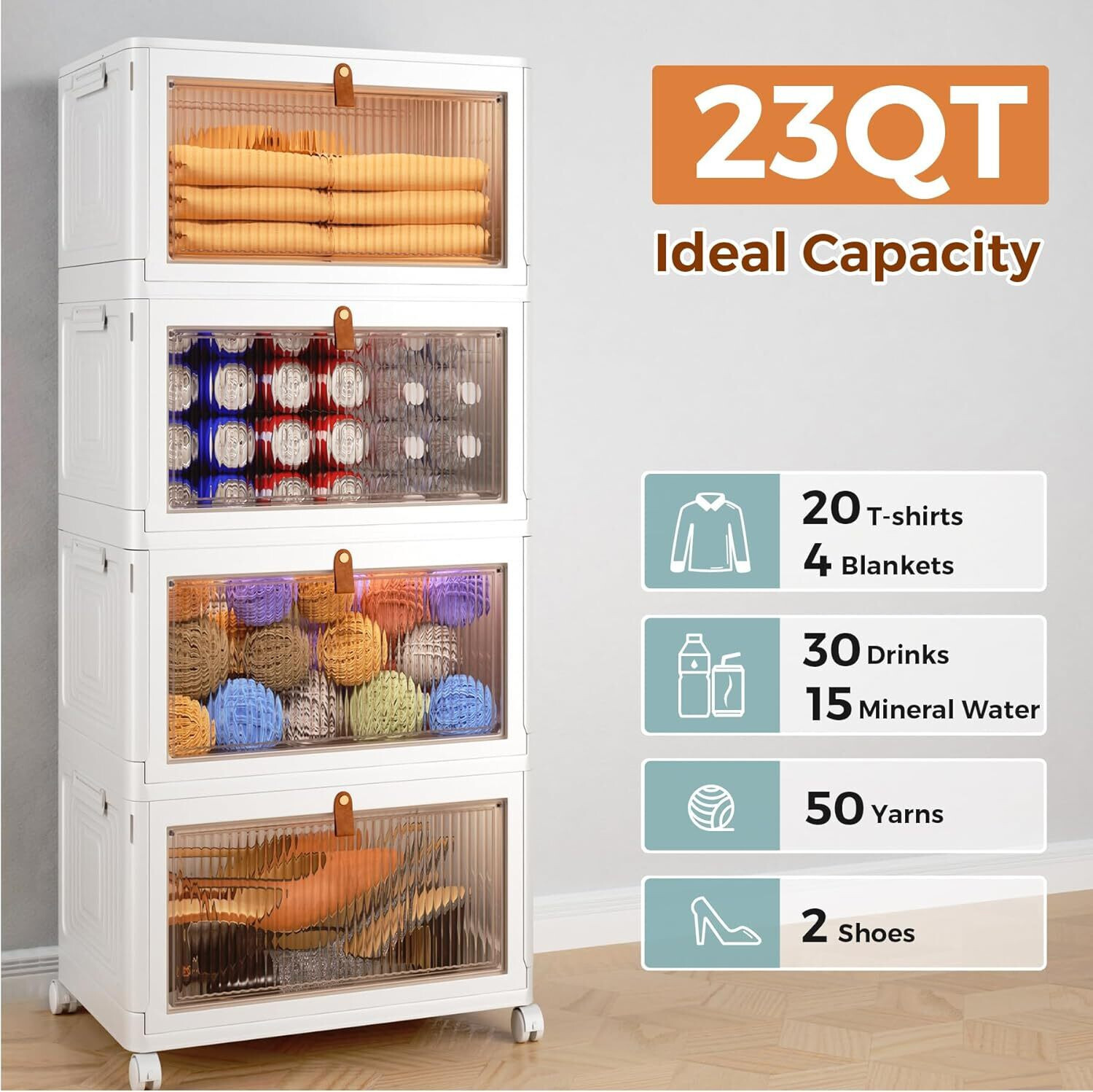 Image of SNKR ESSENTIALS 4 Layer Foldable Cabinet Plastic Cupboard For Storage Plastic Modular Drawer Plastic Free Standing Cabinet