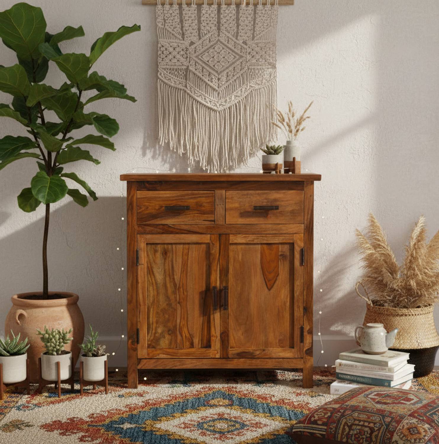 Angel Furniture Two drawer Solid Wood Free Standing Cabinet (Fini