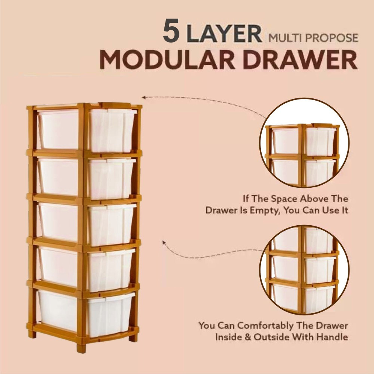 Image of VISEMAN Multi layer Storage Cabinet for Compact Homes and Flats PP Collapsible Wardrobe