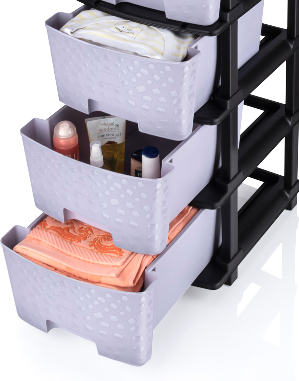 Image of Vallaree 5 Layer Bed Side Table Storage Organizer Multipurpose Plastic Bedside Table