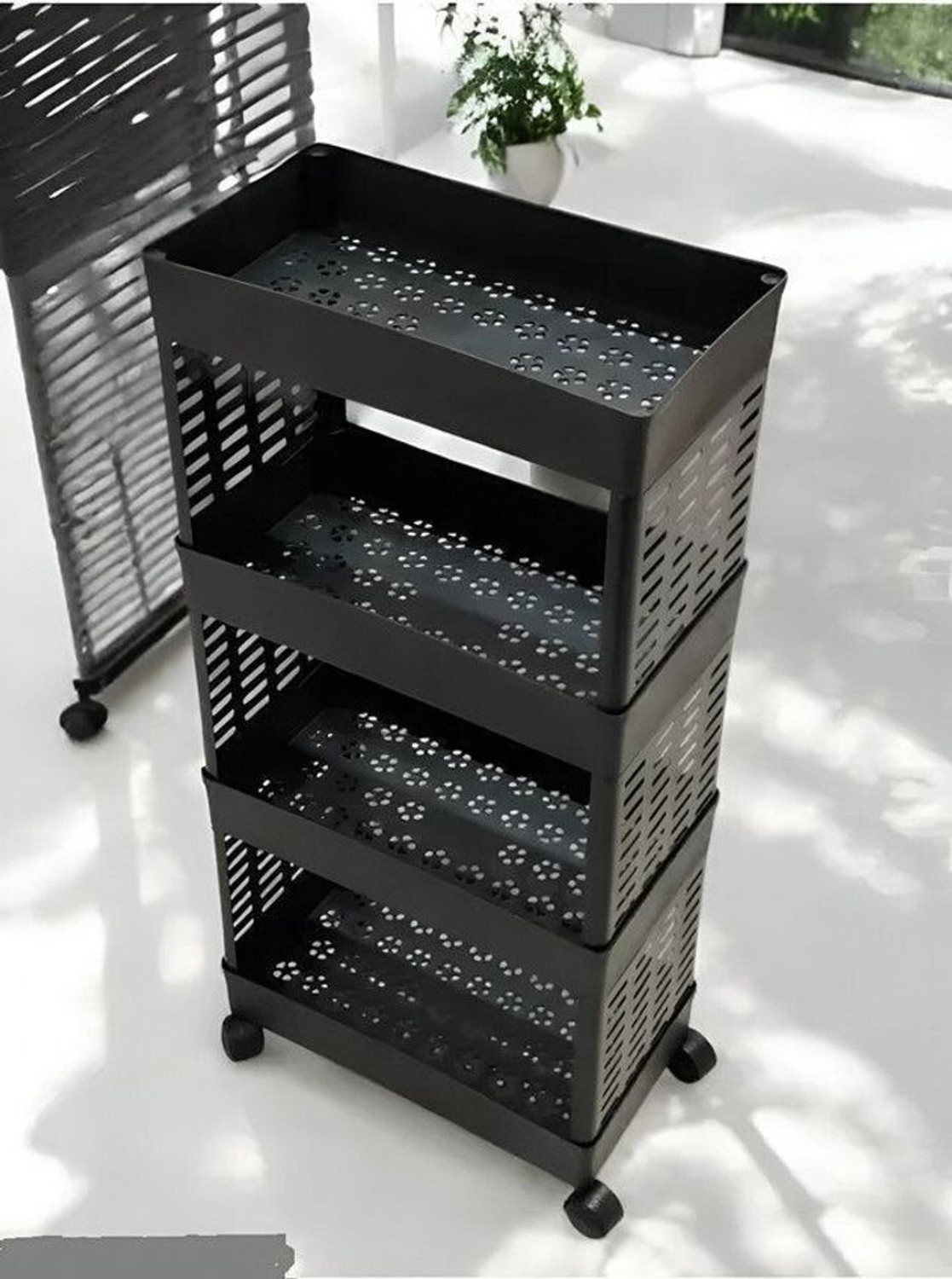 Image of ApexMax Multi-Purpose Plastic Storage Organizer 4-Tier Rack with Wheel Bathroom & Office Plastic Kitchen Trolley