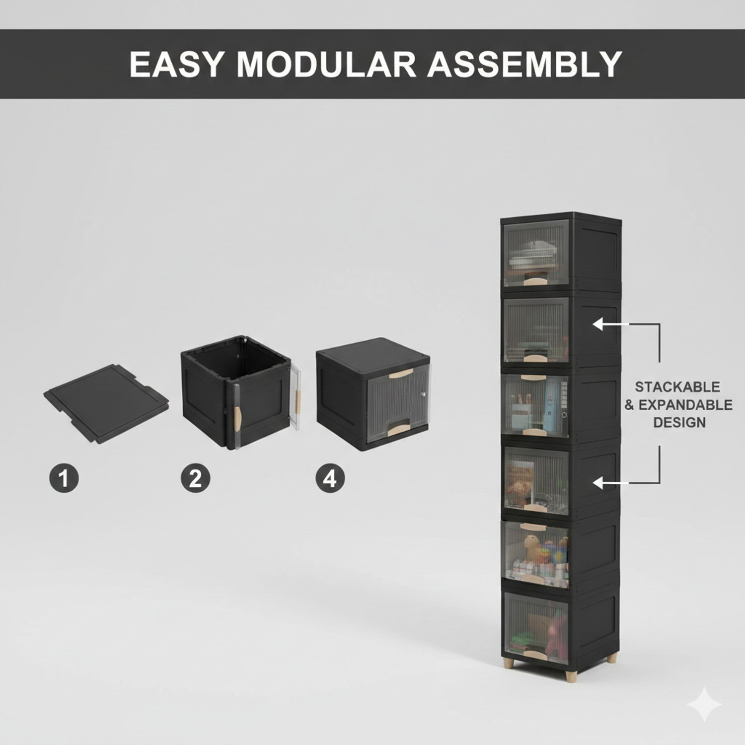 Image of Sumoware 6 Layer Foldable Cabinet Plastic Cupboard For Storage Plastic Modular Drawer Plastic Free Standing Cabinet