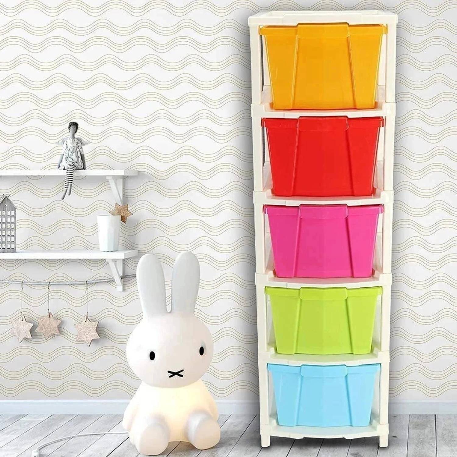 Young wolf 4 Layer Foldable Multipurpose Plastic Rectangular Modu...mo