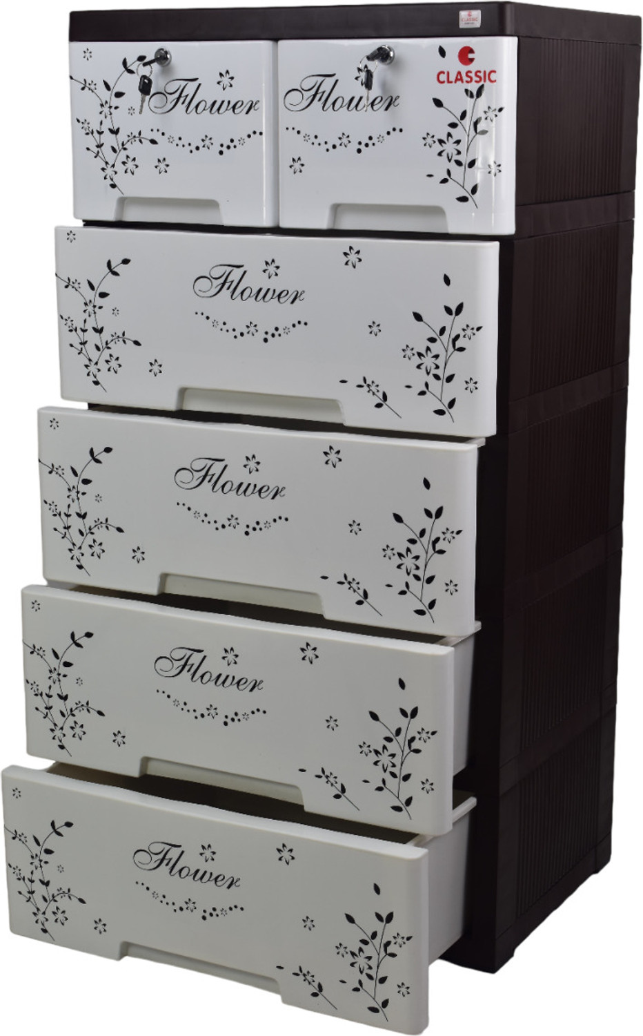 Image of Classic Furniture Classic furniture Graffiti Plastic Drawer cabinet for kids with FLORAL PRINT Plastic Free Standing Chest of Drawers