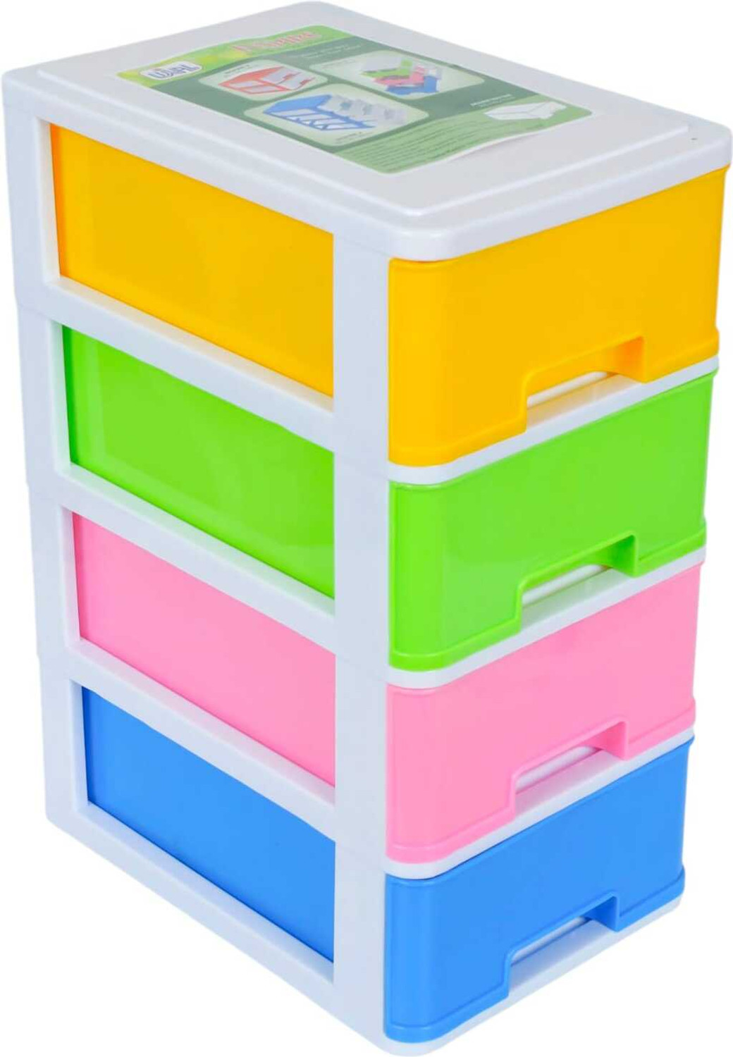 Image of GlowCart GLOWCART Inspire 4 Multipurpose Drawer Organiser Plastic Free Standing Chest of Drawers