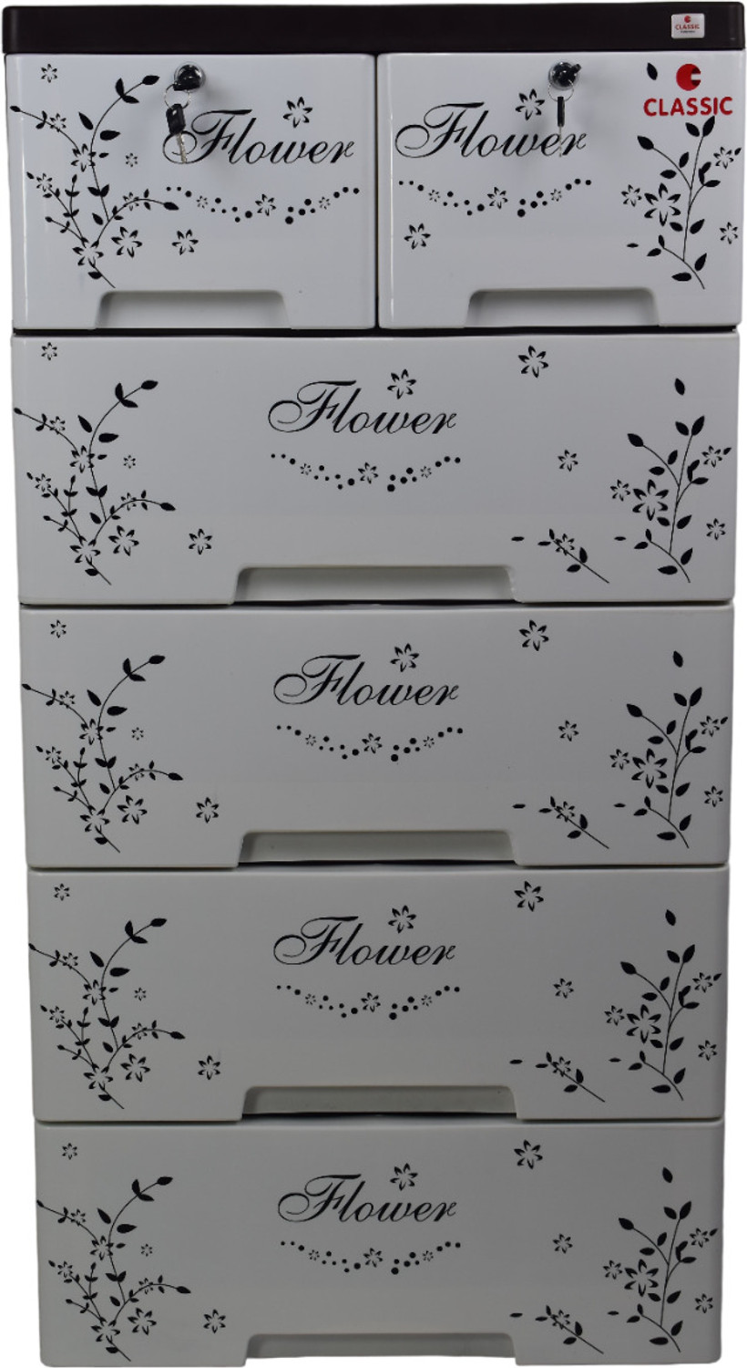 Image of Classic Furniture Classic furniture Graffiti Plastic Drawer cabinet for kids with FLORAL PRINT Plastic Free Standing Chest of Drawers