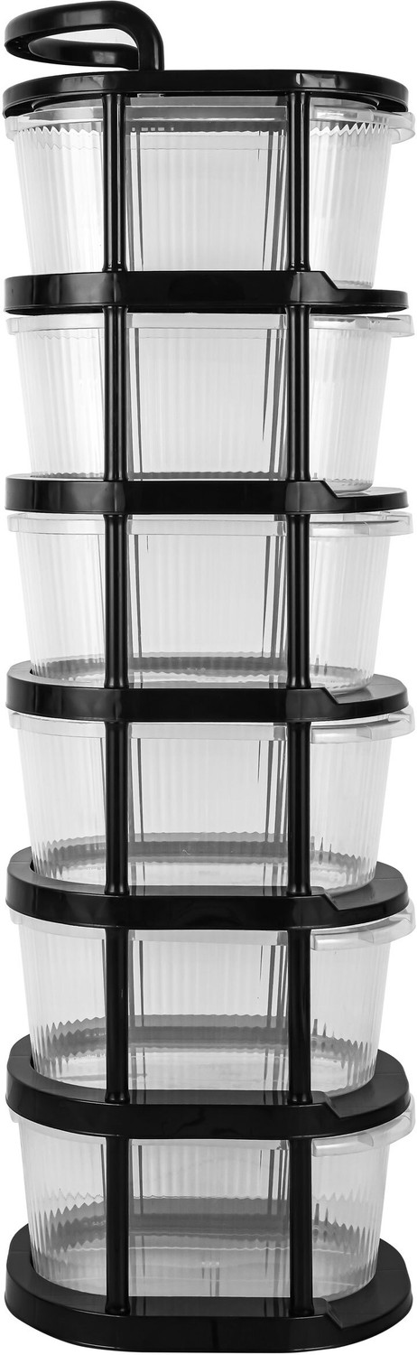 Image of Vallaree 6 Layer Plastic Modular Storage Drawer Organizer with Wheels Plastic Free Standing Chest of Drawers