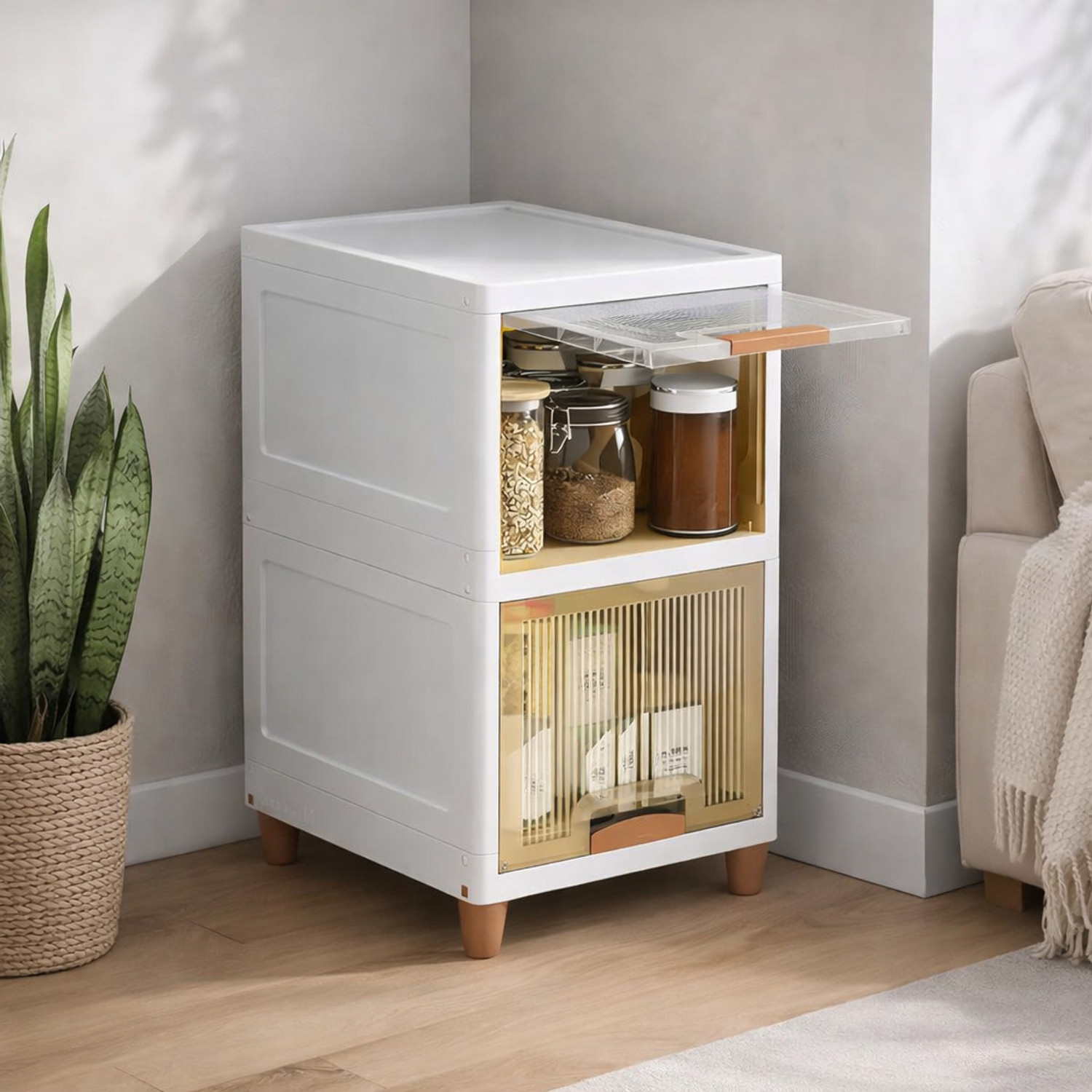 Image of Velfree Plastic Wardrobe Organizer /Foldable Cupboard for Storage /Stackable Storage Plastic Free Standing Cabinet