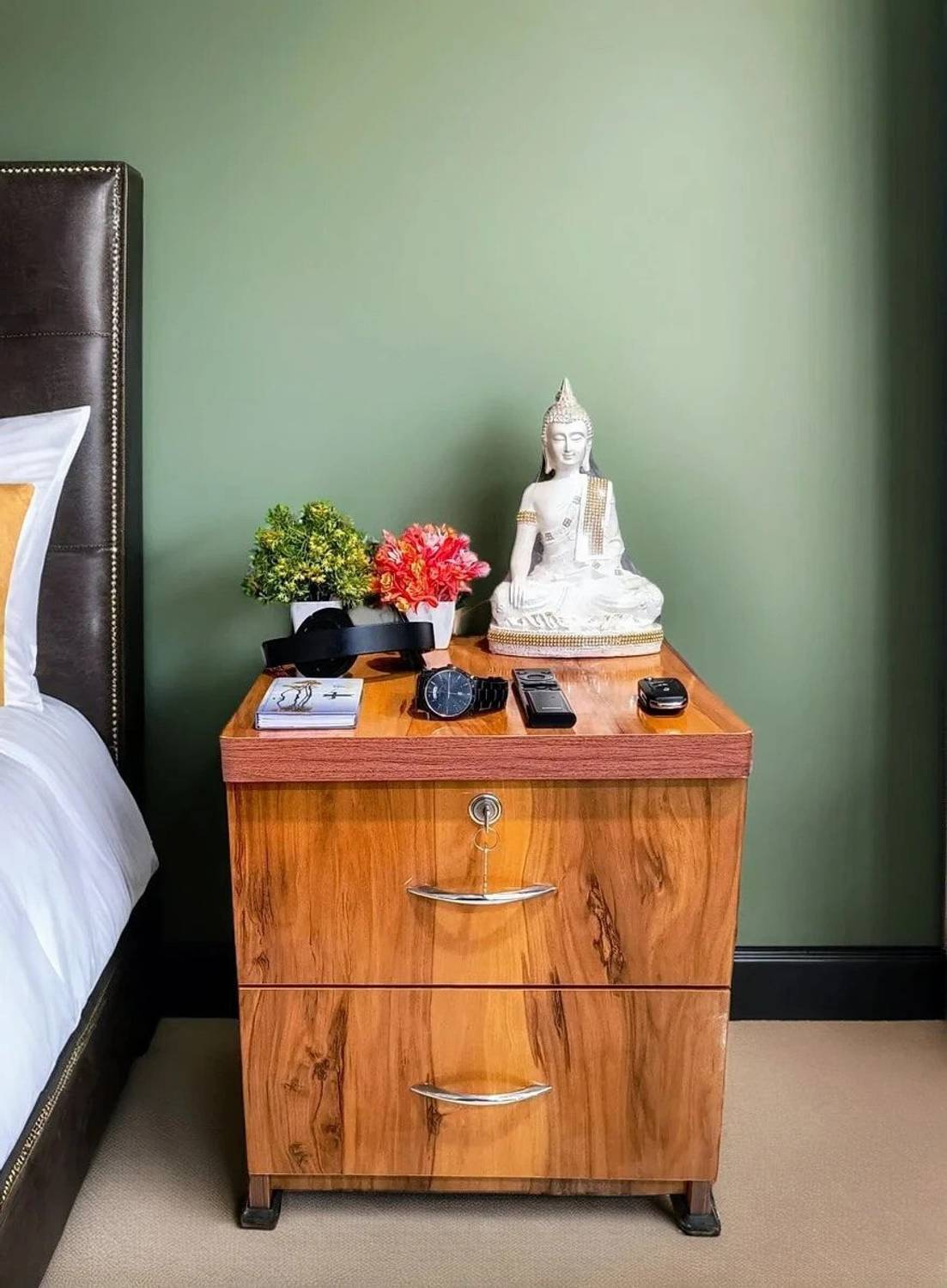 Ajanta Furniture house Premium Drawer Table With Lock/Side table/Table with Lock/Table with Drawer Engineered Wood Free Standing Cabinet