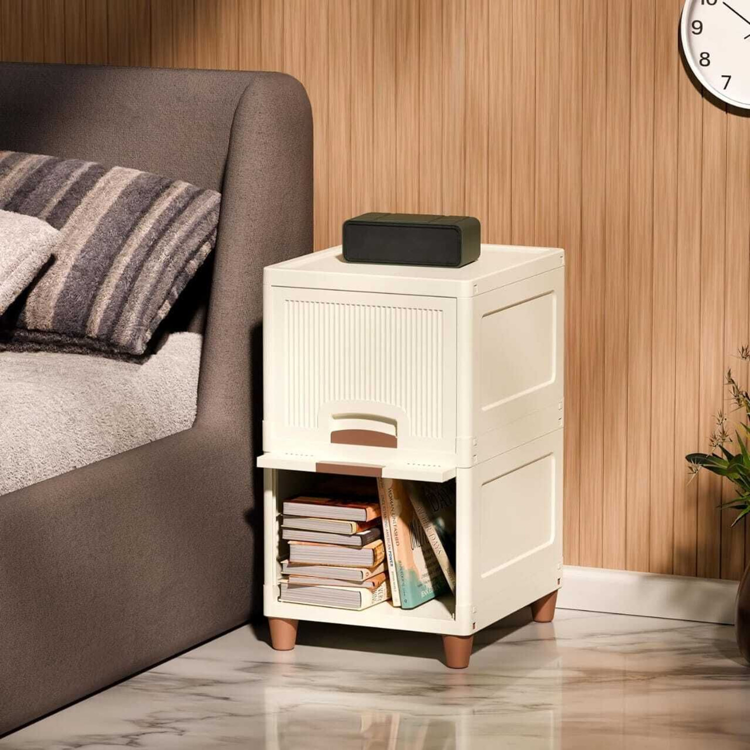 Image of PALAK 2 Layer Foldable Cabinet Plastic Cupboard For Storage Plastic Modular Drawer Plastic Free Standing Cabinet